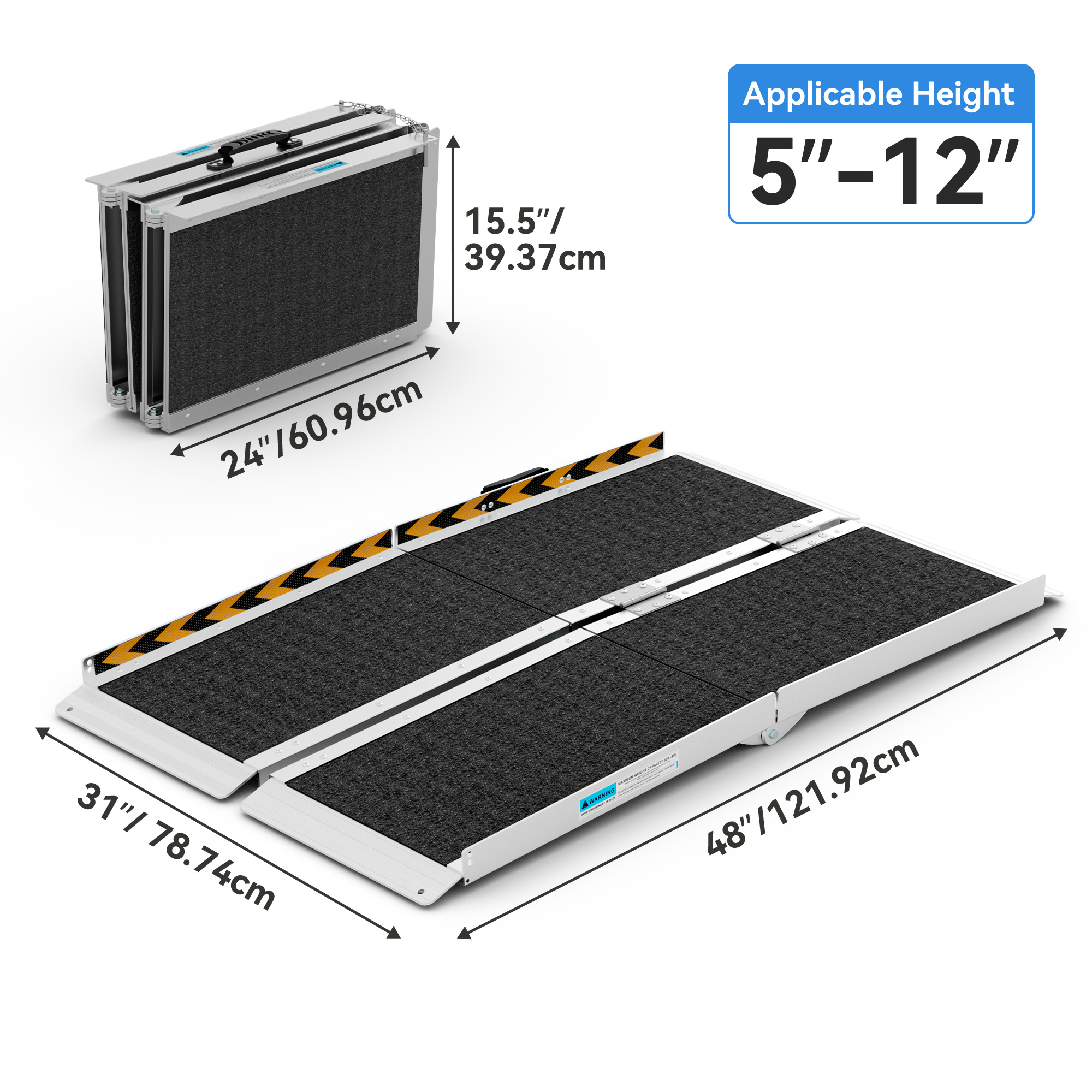 HOMIFLEX 4/6FT ortable Wheelchair Ramp Anti-Slip Aluminum Folding Handicap Ramp - Picture 7 of 8