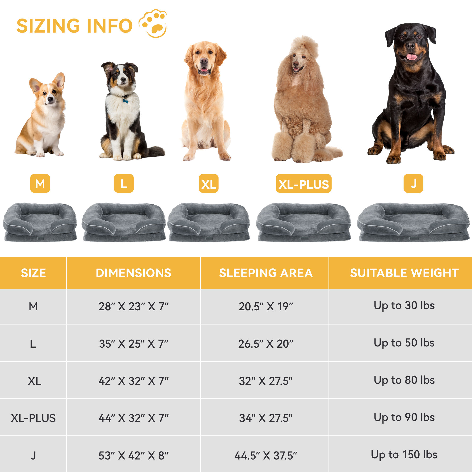 Orthopedic Dog Bed Rectangle Memory Foam Pet Bed with Removable