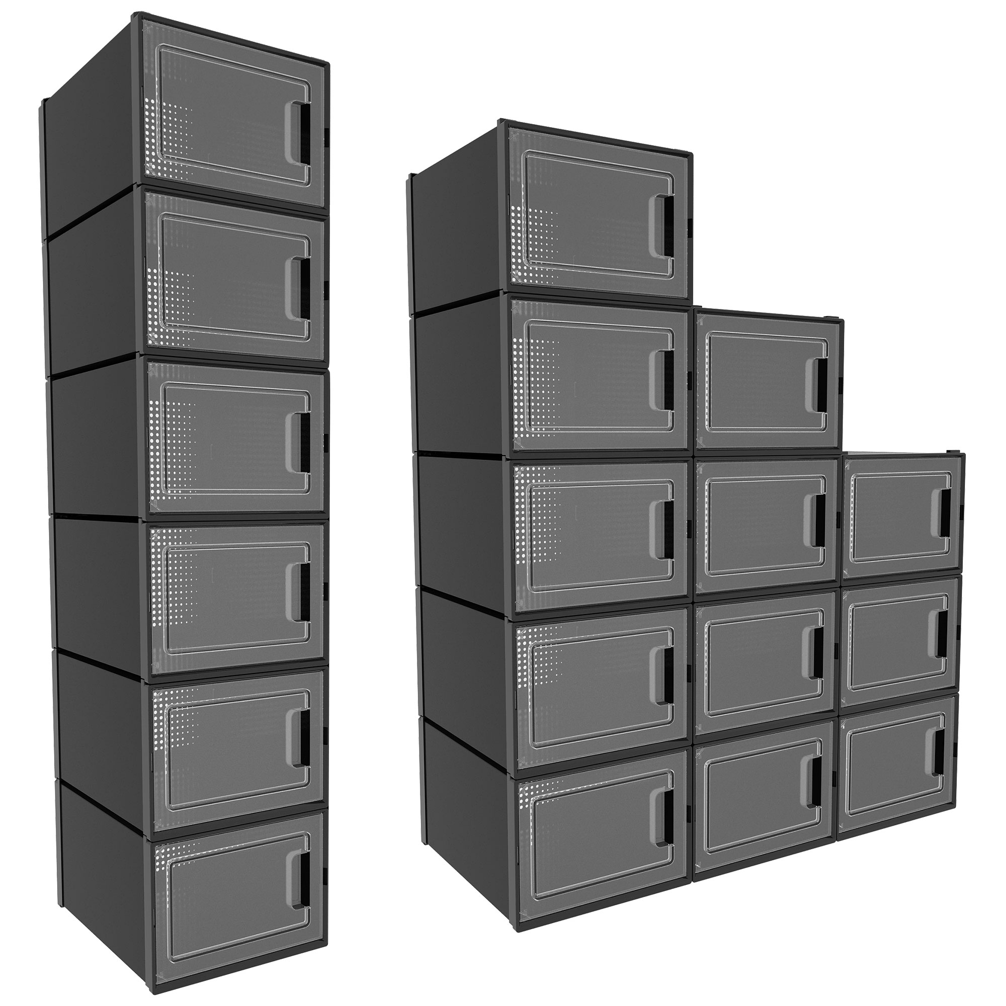 TAUS 12/18/20/24 PIEZAS Caja de Almacenamiento de Zapatos Transparente Apilable Contenedor de Zapatos XL Negro - Imagen 10 de 18