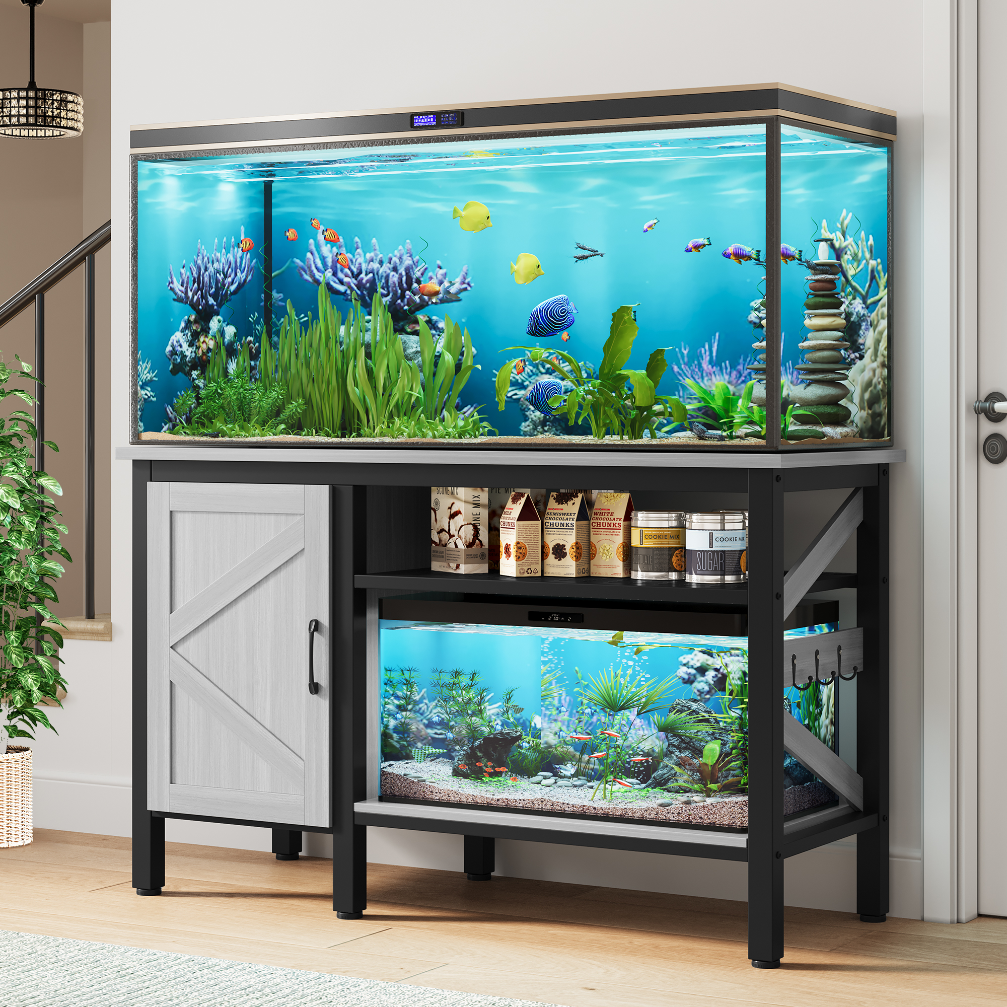 40-50 Gallon Fish Tank Stand with Cabinet - Grey