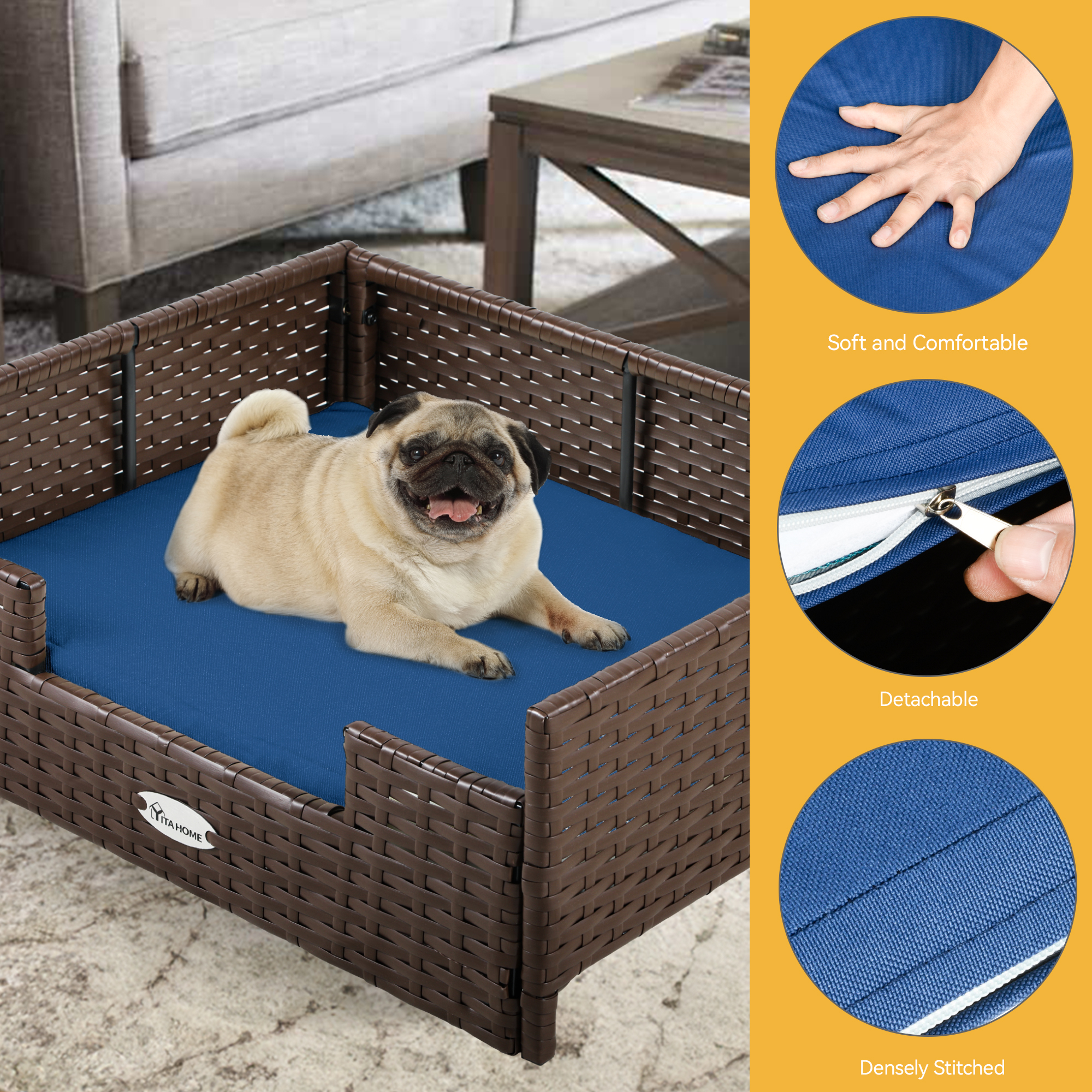 Large Wicker Dog House Cushion Outdoor Indoor Rattan
