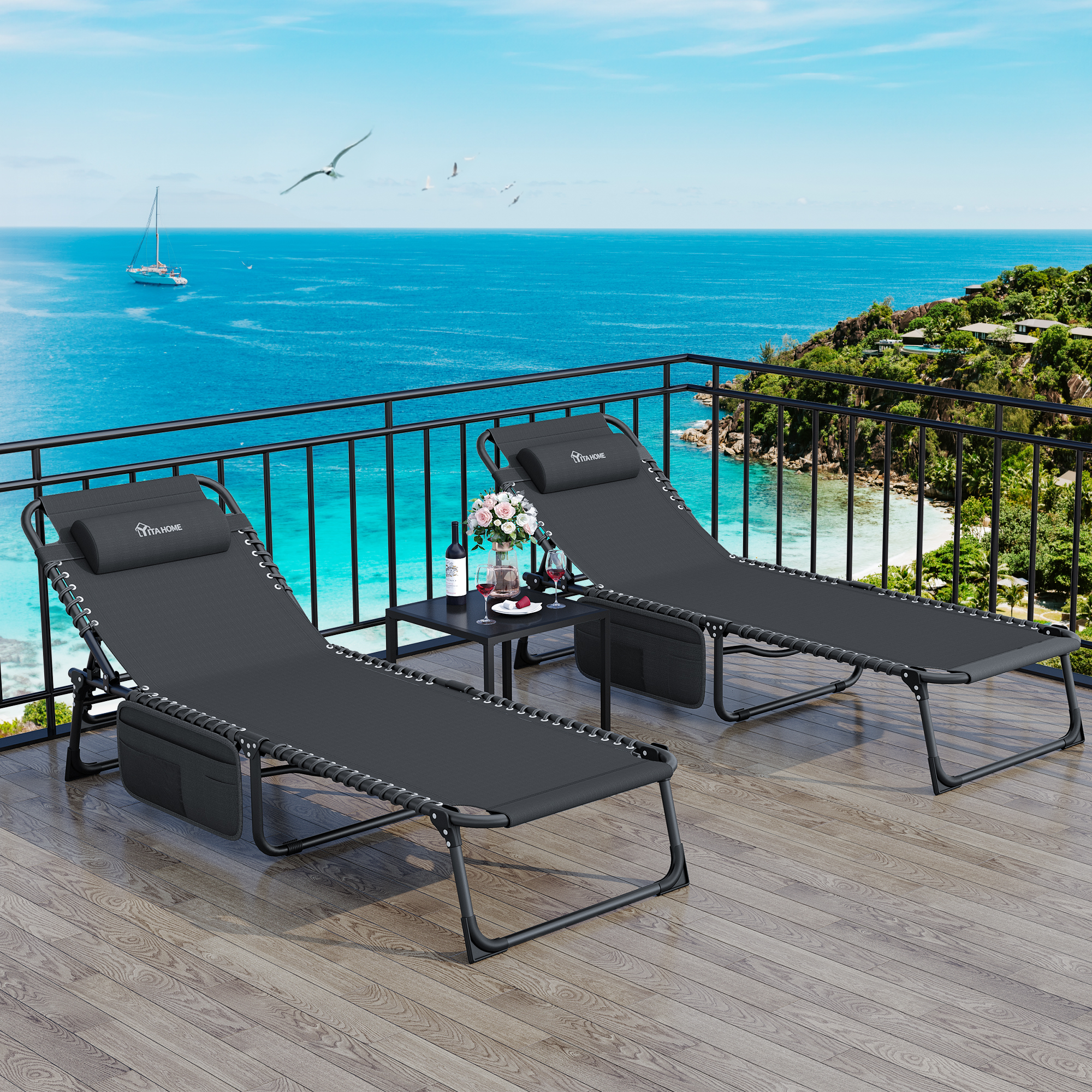 Patio Lounge Chair Portable Reclining Chairse Lounge Folding Camping Cot - Picture 30 of 44