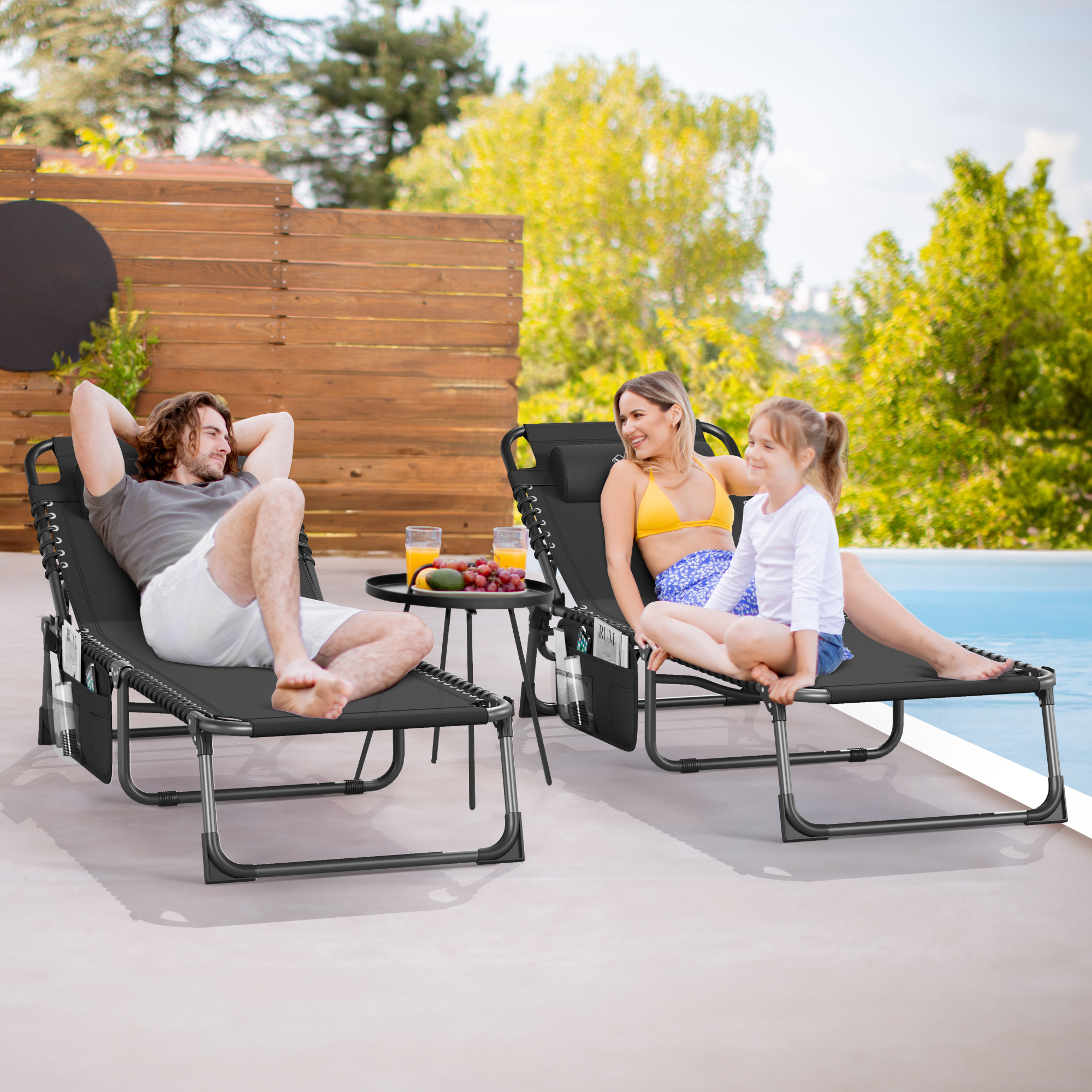 Patio Lounge Chair Portable Reclining Chairse Lounge Folding Camping Cot - Picture 31 of 44