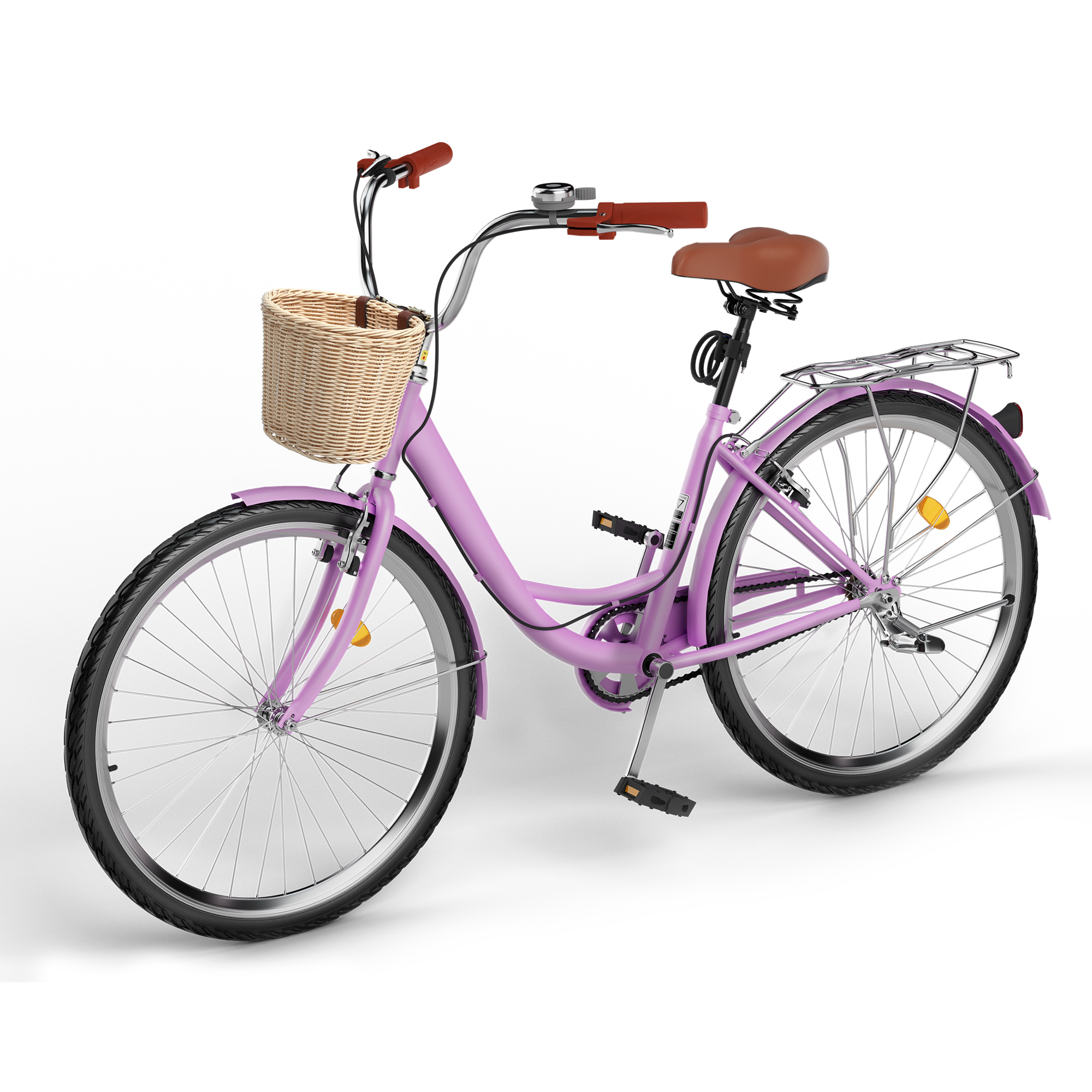 24"/26" 1/7-Speed Beach Cruiser Bike Adult Womens Bicycle with Adjustable Seat