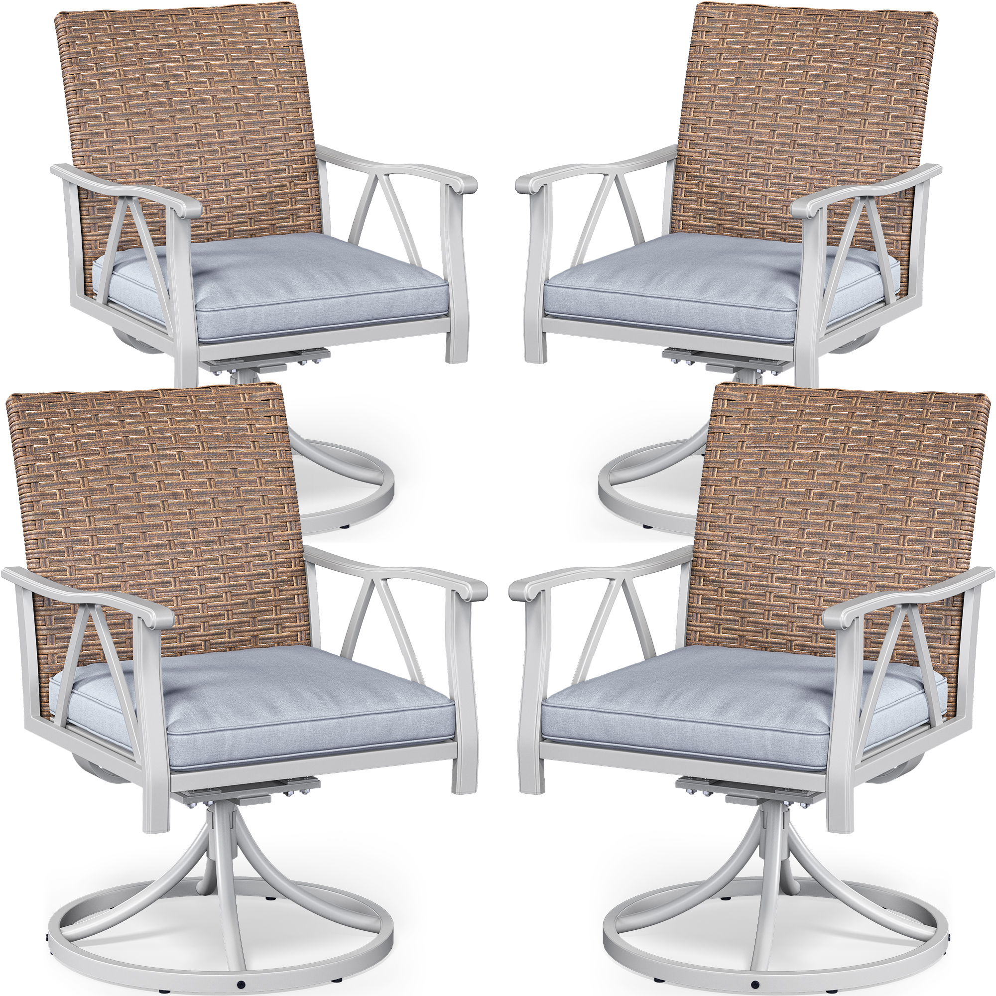 7 Patio Dining Set Outdoor Wicker Conversation Furniture Set dinner table chairs - Picture 44 of 50