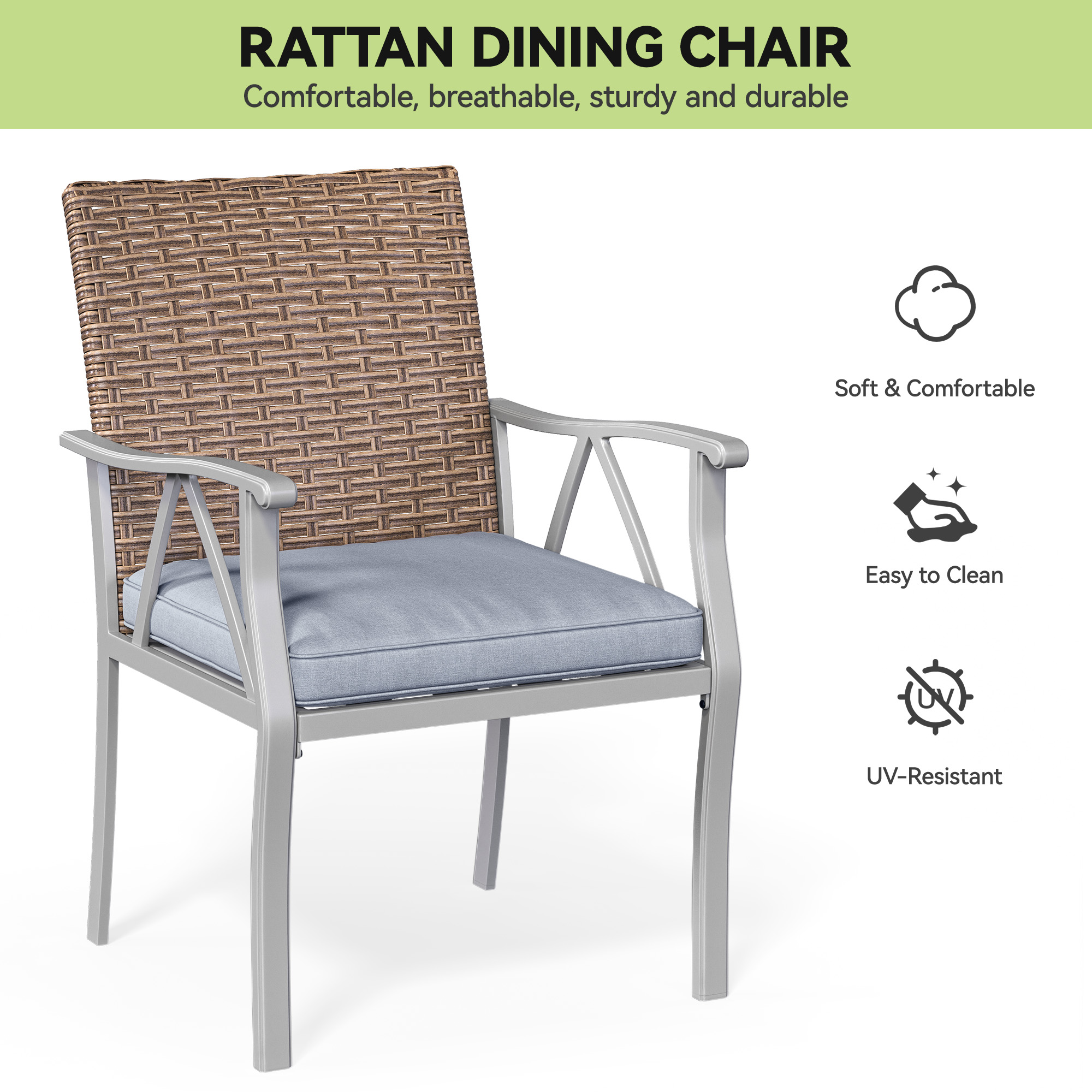 7 Patio Dining Set Outdoor Wicker Conversation Furniture Set dinner table chairs - Picture 48 of 50