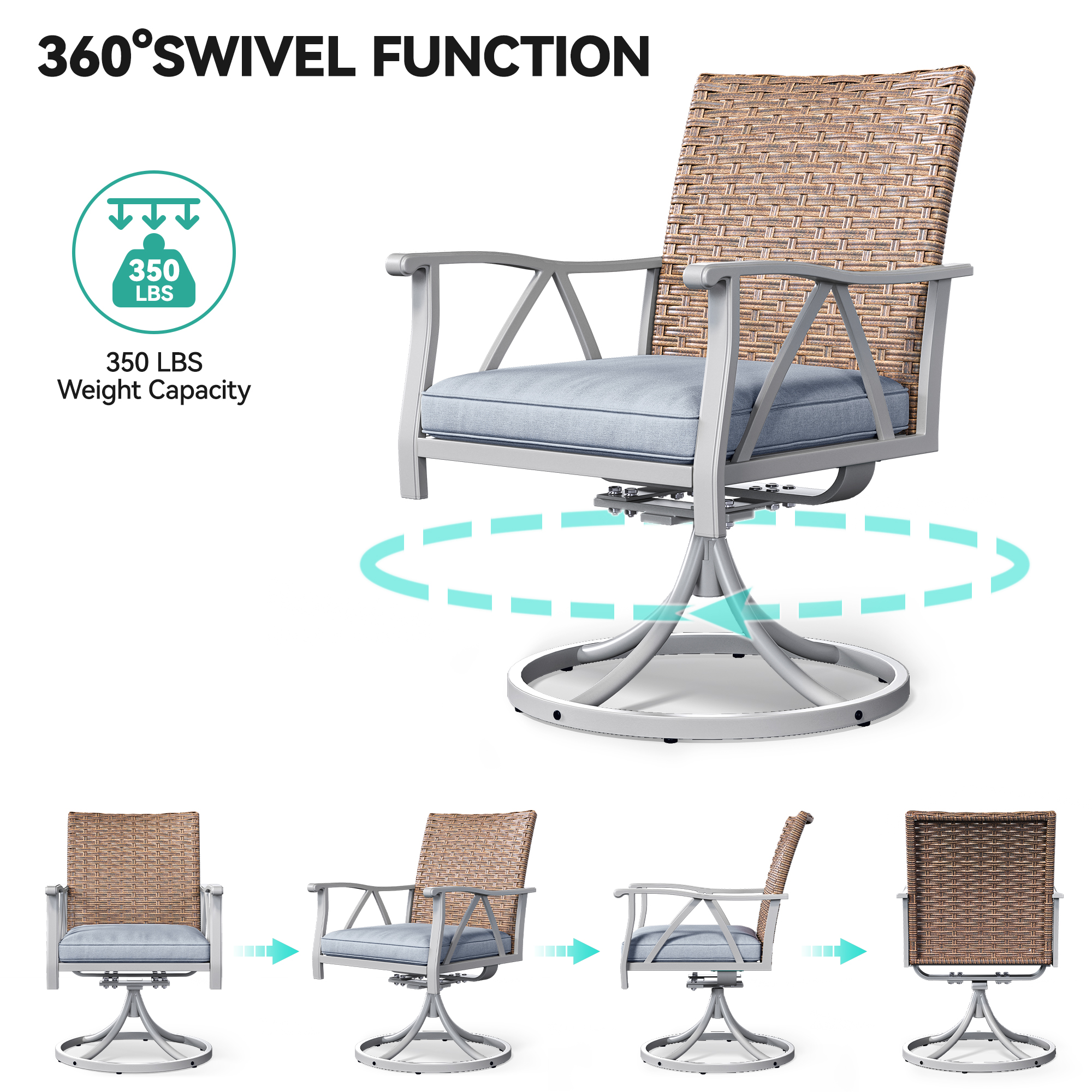 7 Patio Dining Set Outdoor Wicker Conversation Furniture Set dinner table chairs - Picture 33 of 50