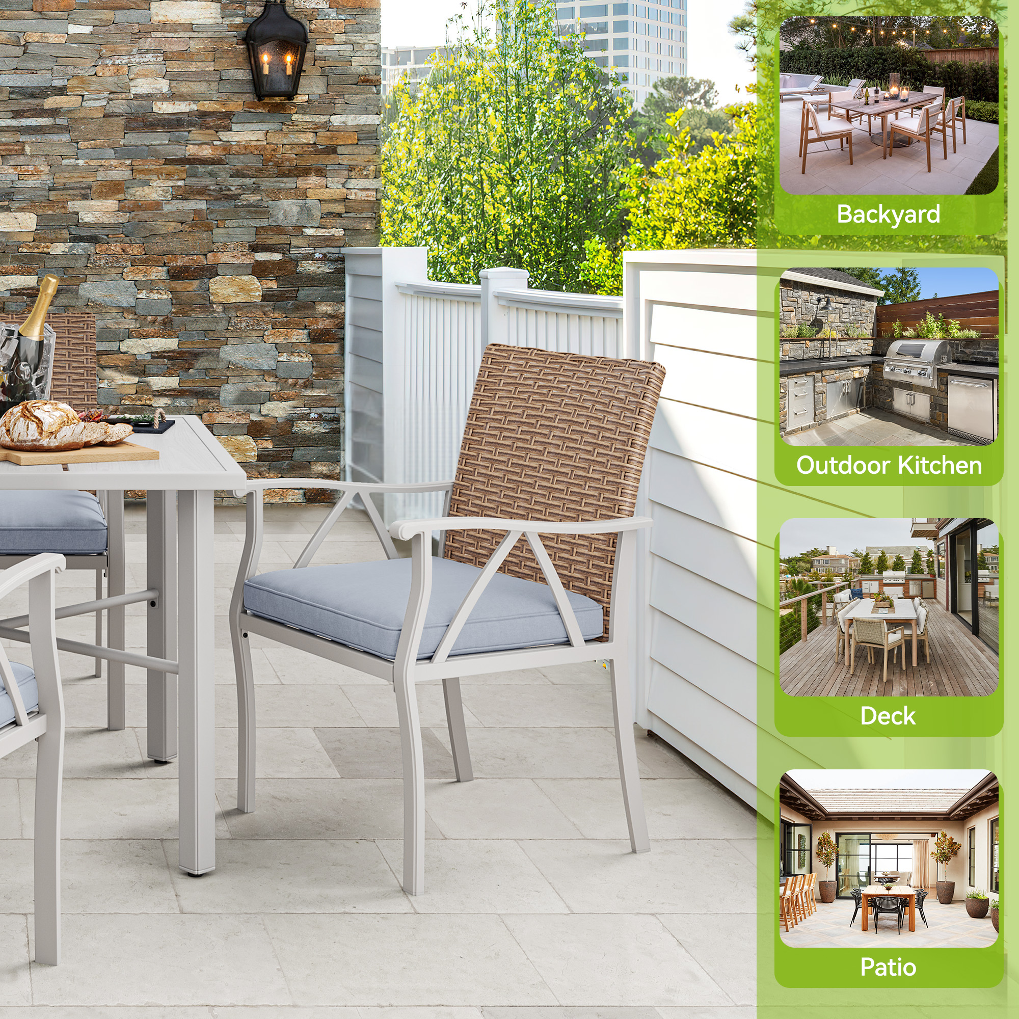 7 Patio Dining Set Outdoor Wicker Conversation Furniture Set dinner table chairs - Picture 50 of 50