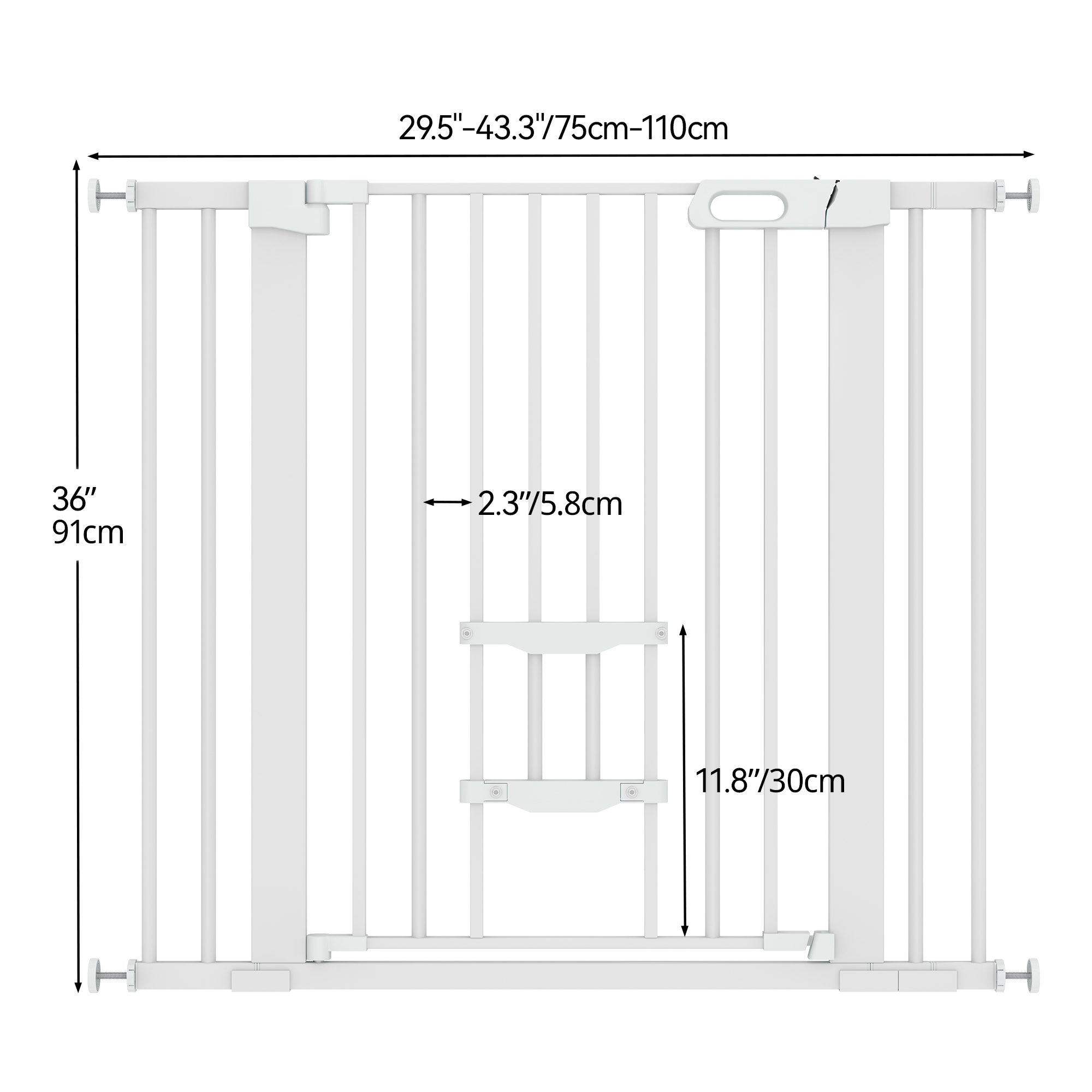 Baby Gate With Pet Door Dog Cat Child Safety Extra Wide Walk Thru Fence Guard