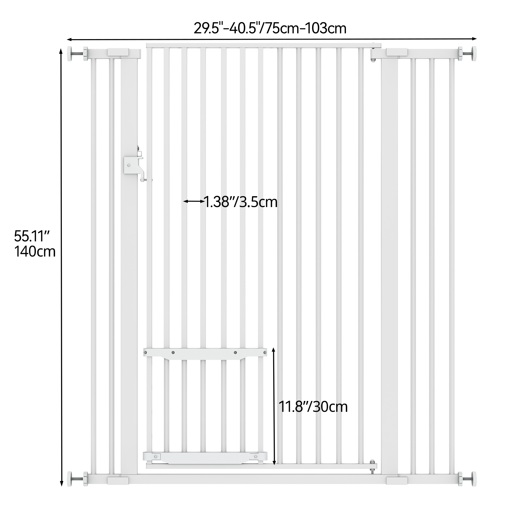 Baby Gate With Pet Door Dog Cat Child Safety Extra Wide Walk Thru Fence Guard