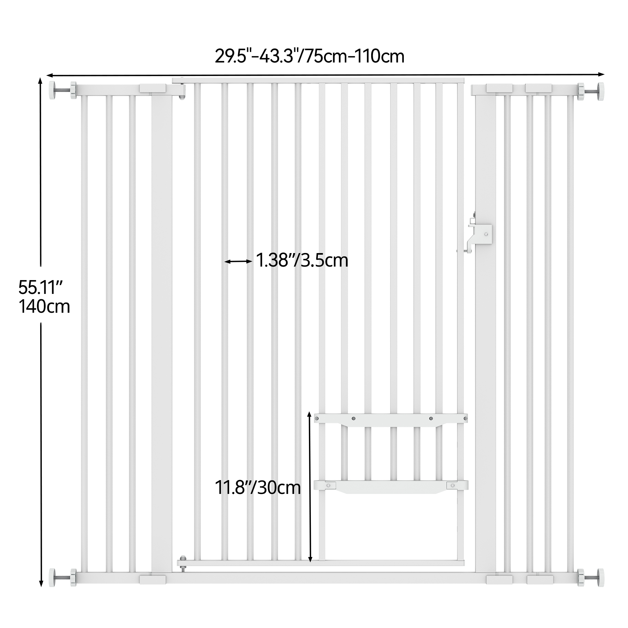 Baby Gate With Pet Door Dog Cat Child Safety Extra Wide Walk Thru Fence Guard