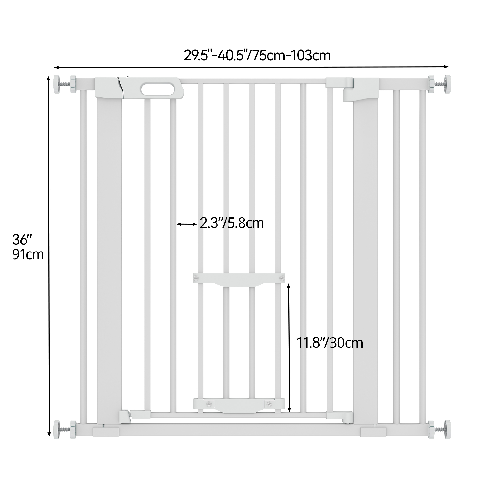 Baby Gate With Pet Door Dog Cat Child Safety Extra Wide Walk Thru Fence Guard