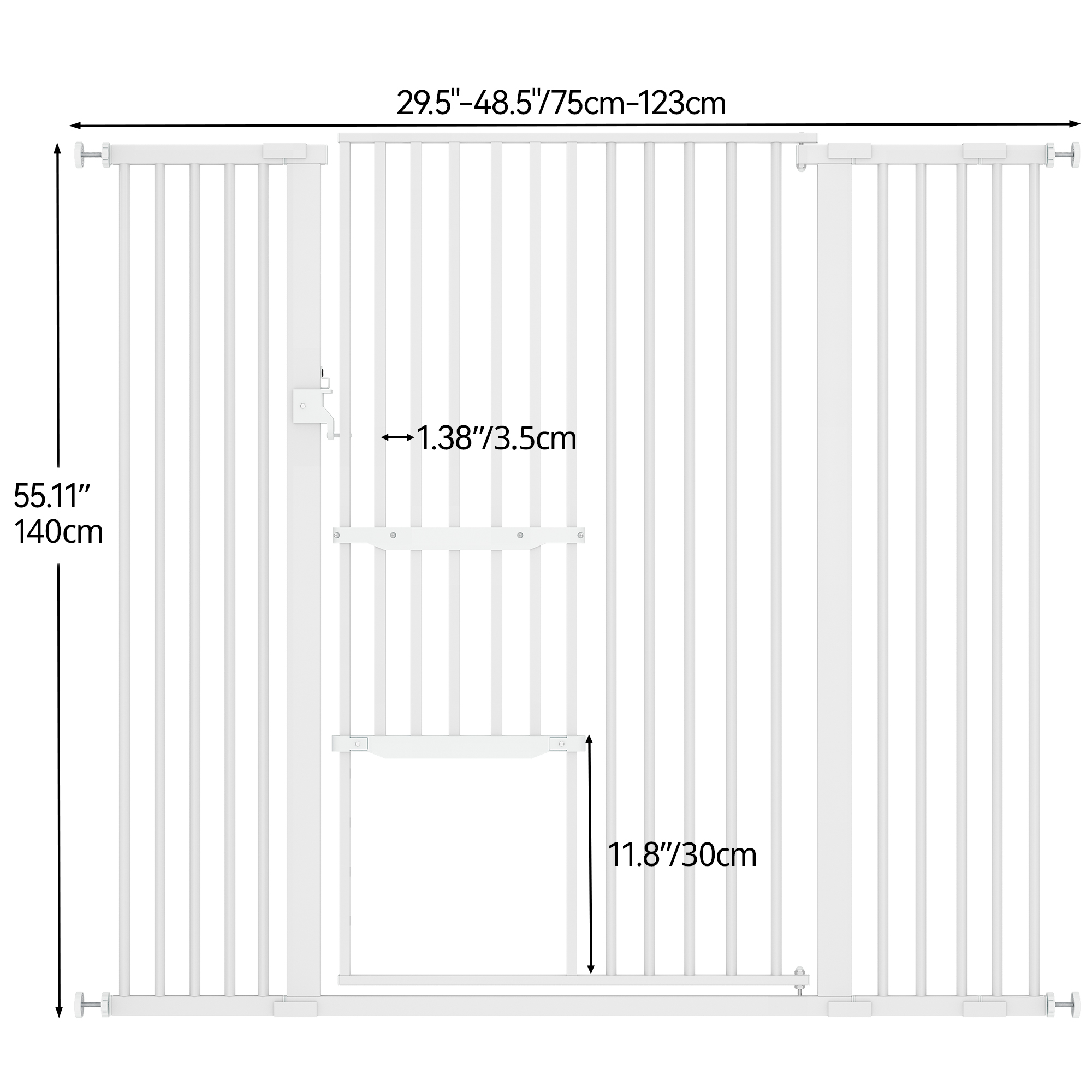 Baby Gate With Pet Door Dog Cat Child Safety Extra Wide Walk Thru Fence Guard