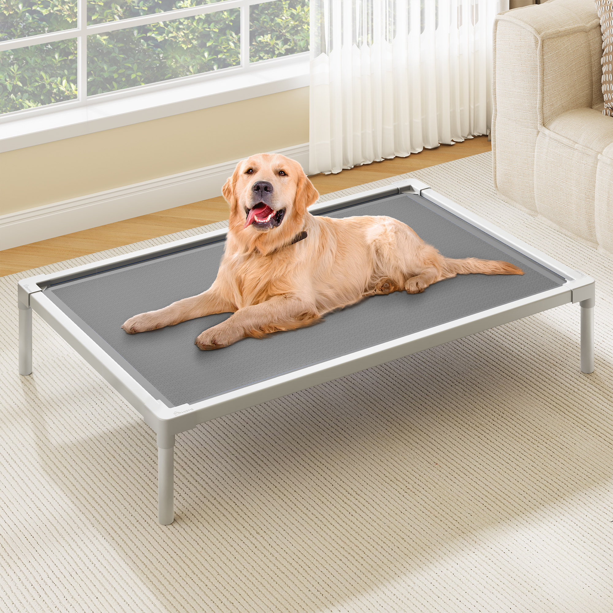 49 IN Cooling Elevated Dog Bed Chew Proof Raised Pet Cot with Aluminum Frame - Picture 7 of 8