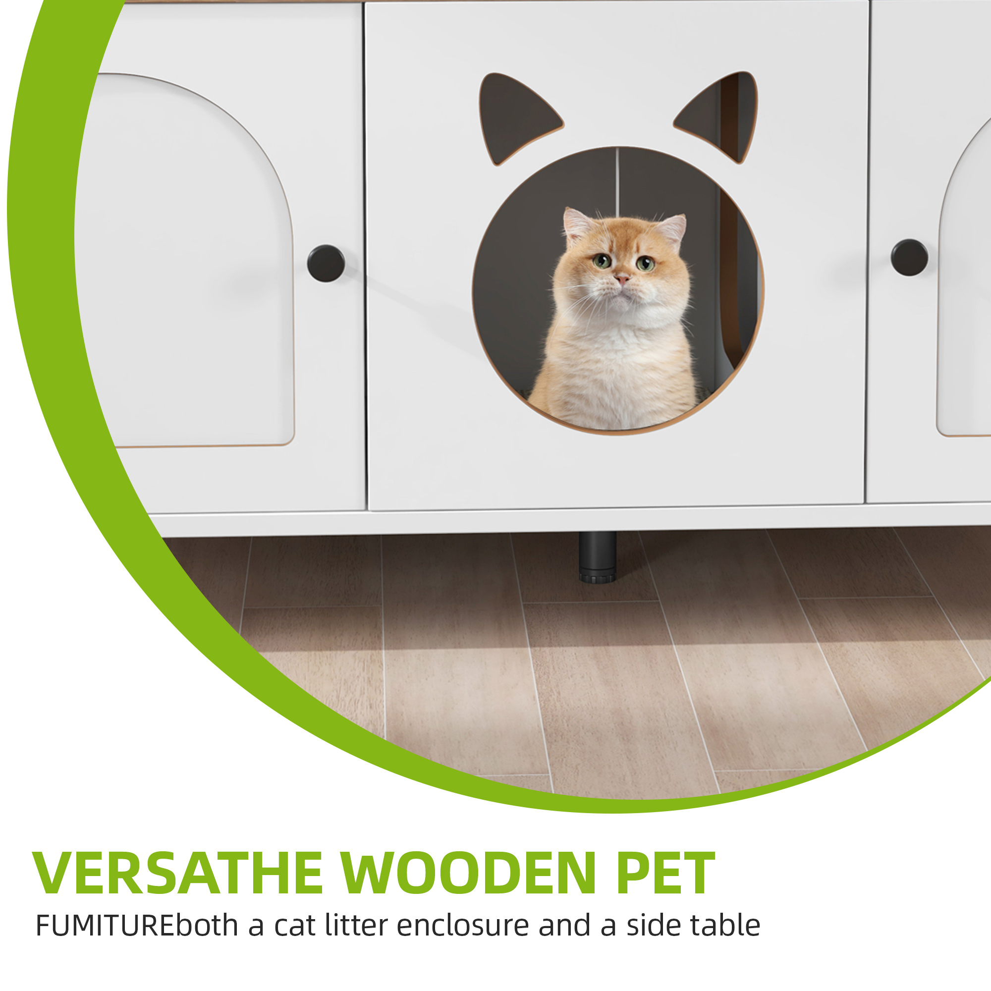 как выглядит 2 Cat Litter Cabinet Box Enclosure Hidden Furniture Cat Litter with Double Doors фото