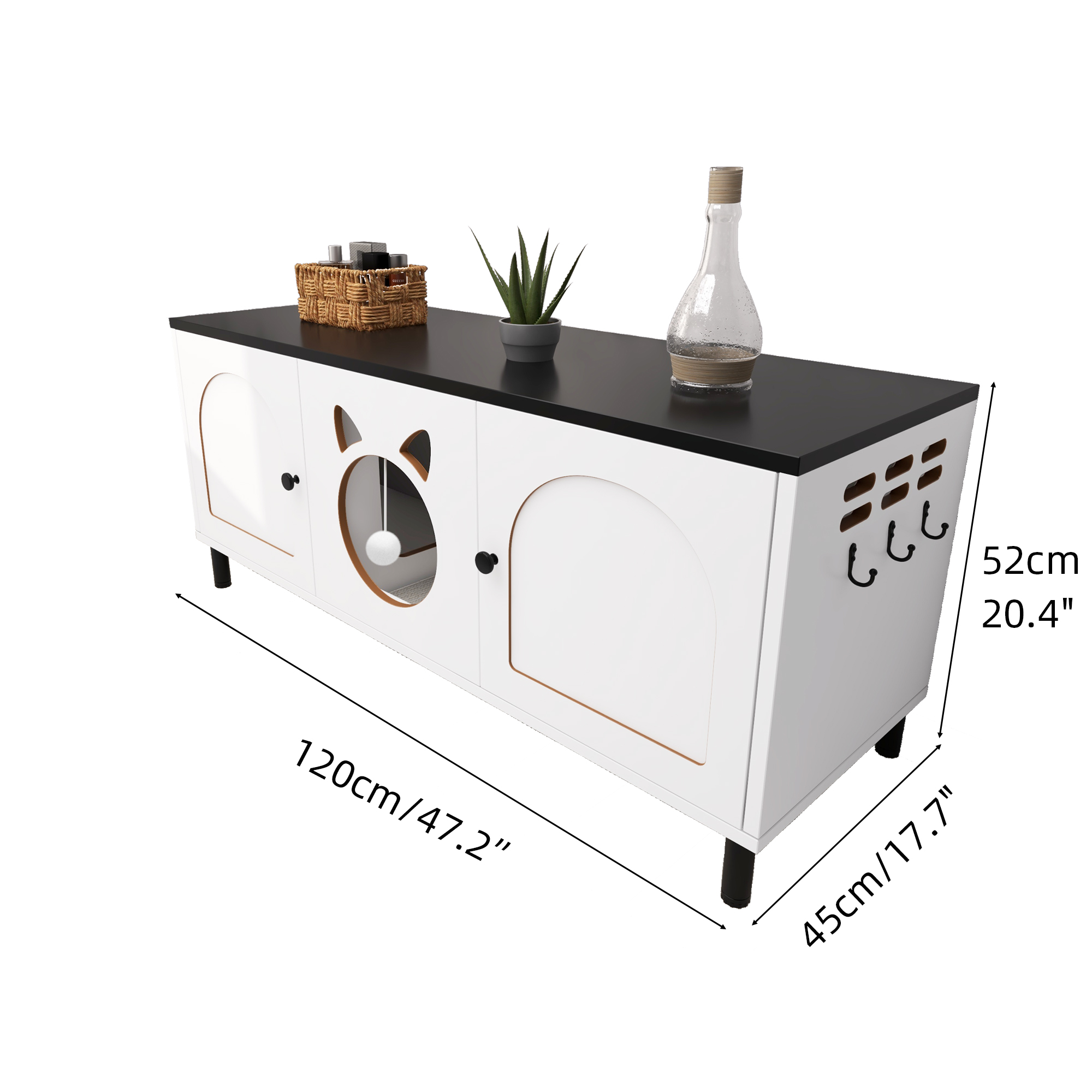 как выглядит 2 Cat Litter Cabinet Box Enclosure Hidden Furniture Cat Litter with Double Doors фото