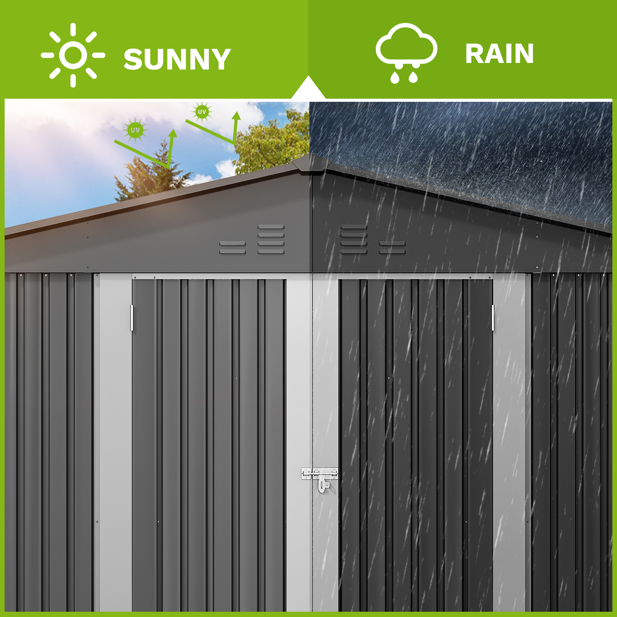 как выглядит Large Metal Outdoor Storage Shed with Window, Lockable Tool Storage Sheds фото