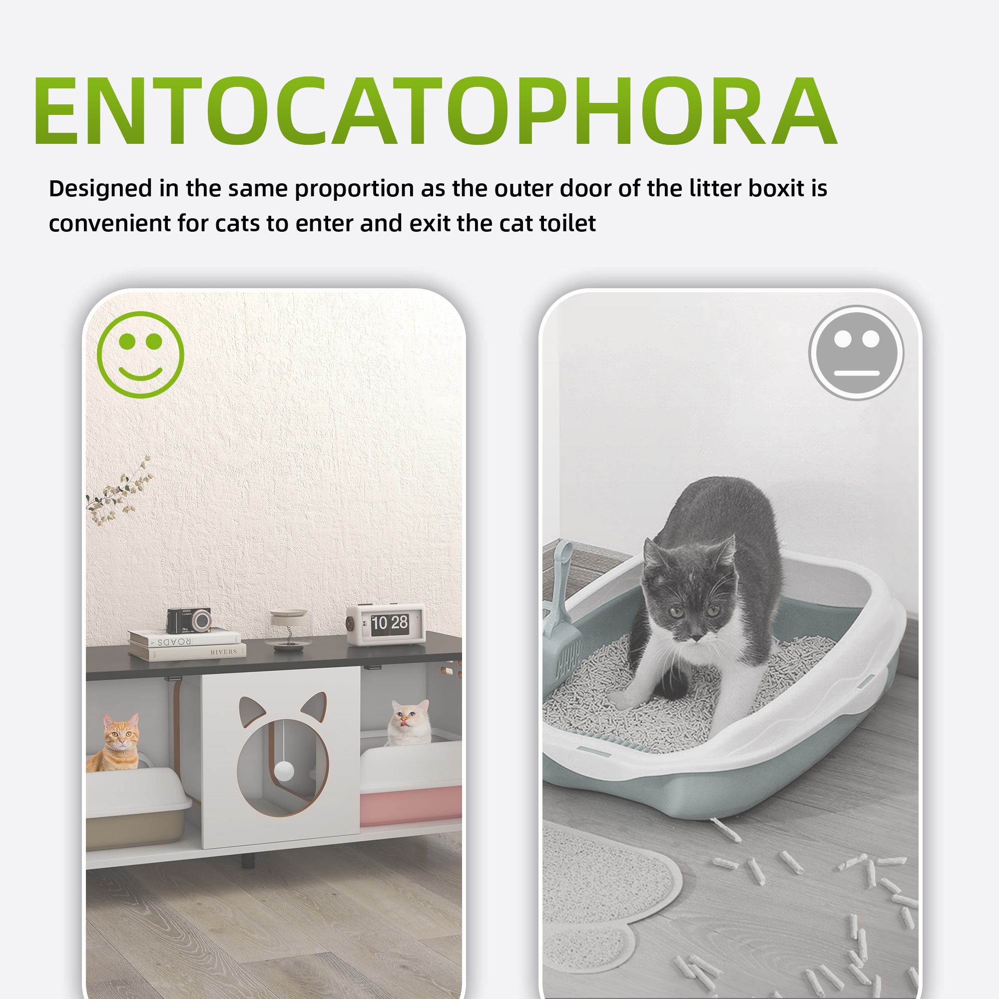 как выглядит 2 Cat Litter Cabinet Box Enclosure Hidden Furniture Cat Litter with Double Doors фото