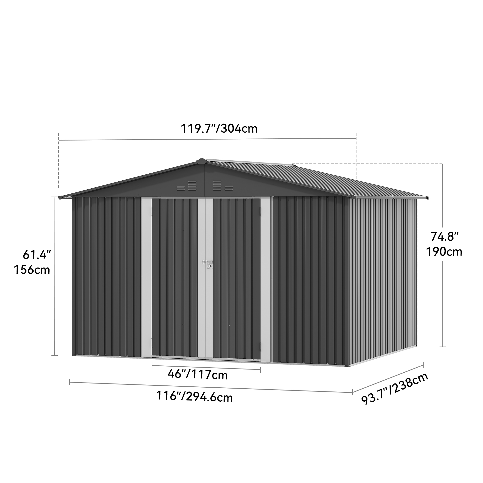 как выглядит Large Metal Outdoor Storage Shed with Window, Lockable Tool Storage Sheds фото