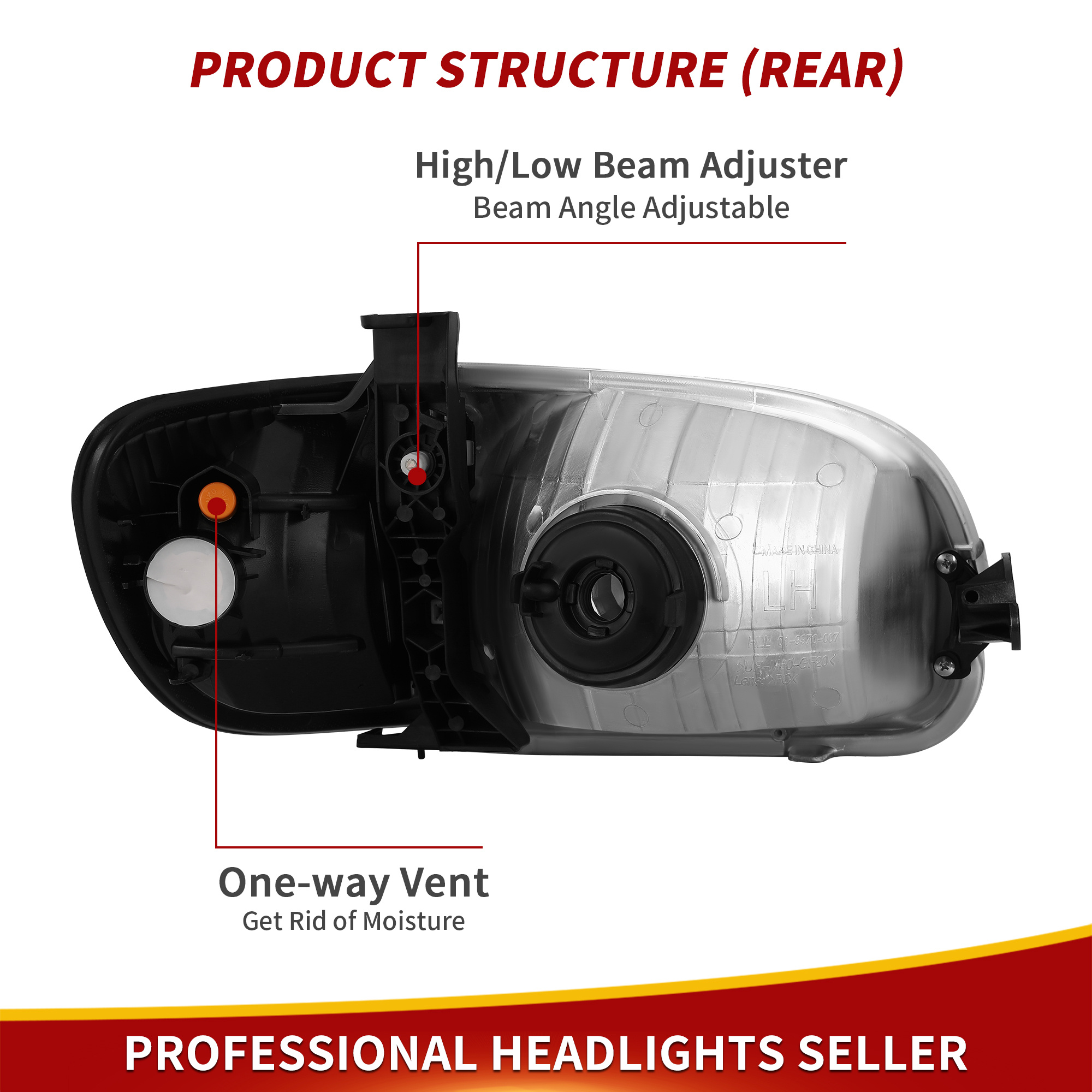 Headlights For 00-04 Toyota Tundra Regular/Access Cab Black Amber