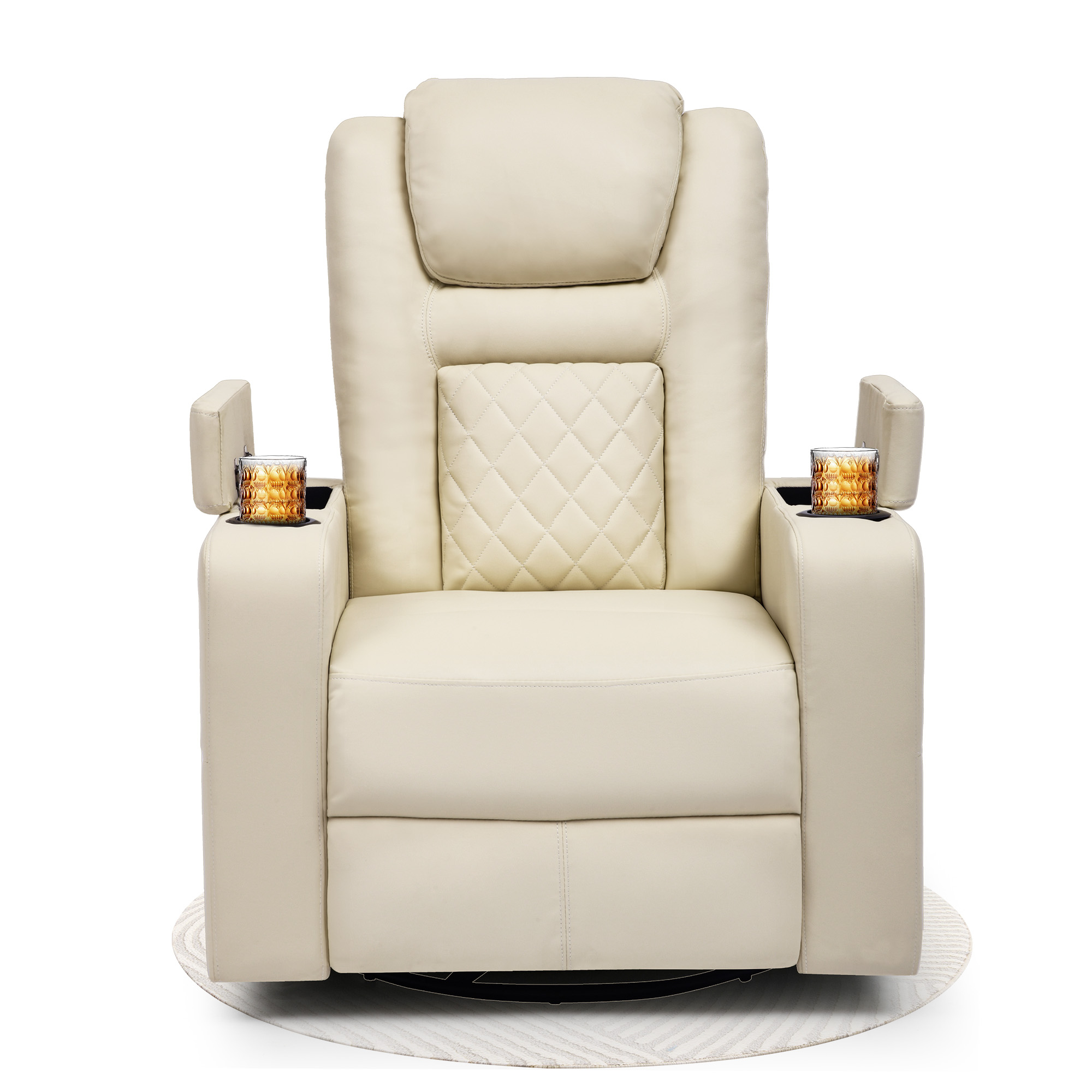 Faux Leather Rocker Recliner Chairs Swivel Rocking Recliner w/ Massage and Heat - Picture 16 of 27