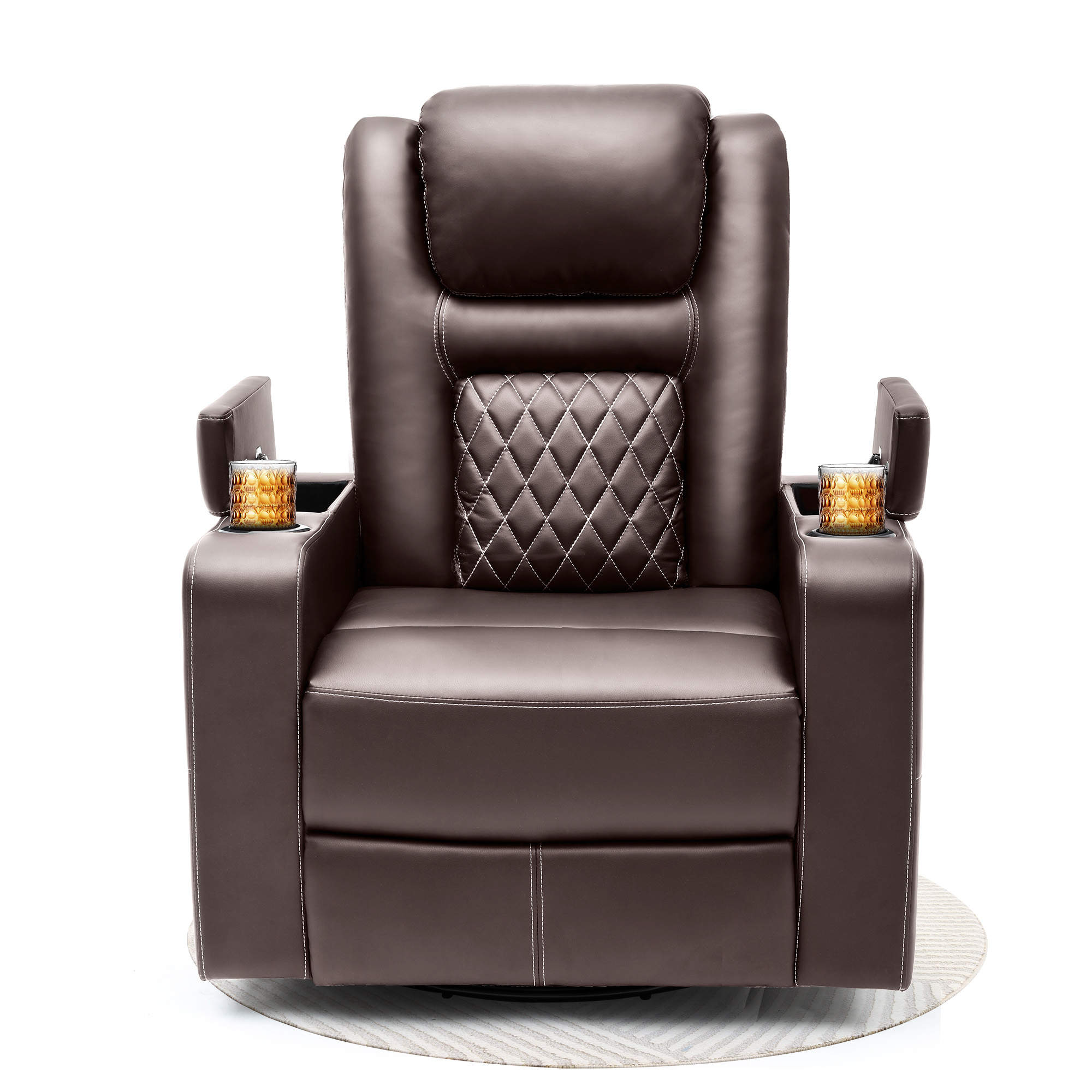Faux Leather Rocker Recliner Chairs Swivel Rocking Recliner w/ Massage and Heat - Picture 23 of 27