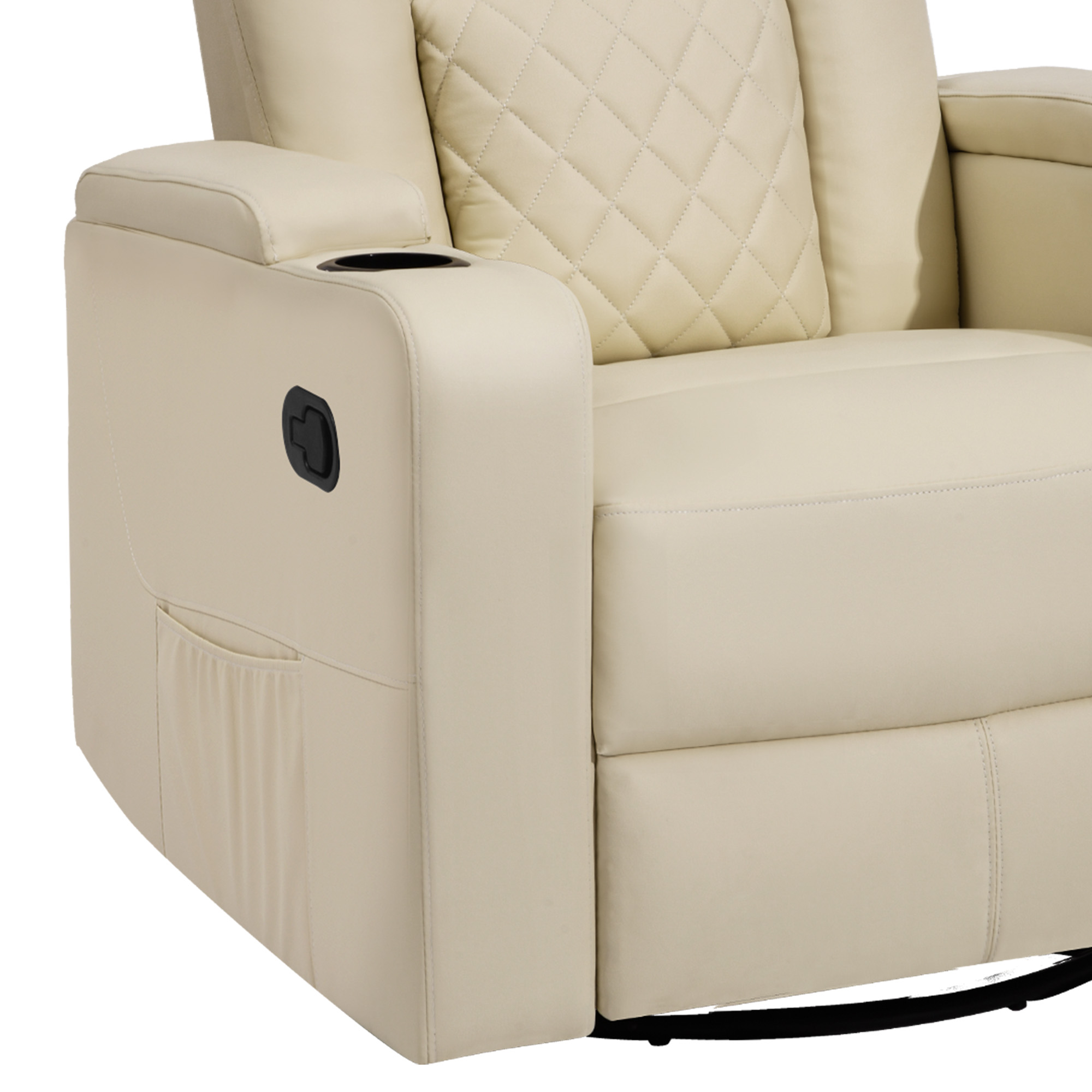 Faux Leather Rocker Recliner Chairs Swivel Rocking Recliner w/ Massage and Heat - Picture 15 of 27