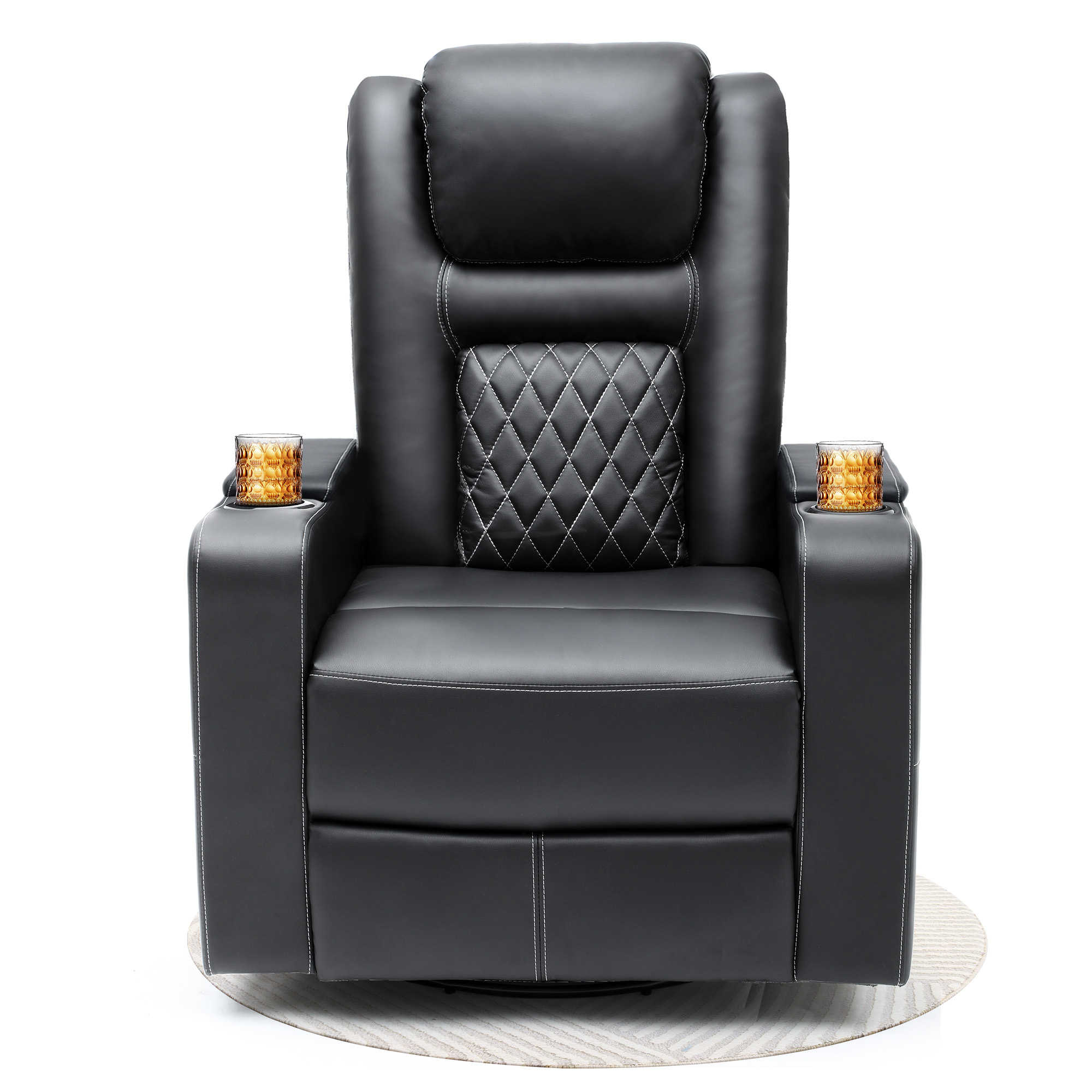 Faux Leather Rocker Recliner Chairs Swivel Rocking Recliner w/ Massage and Heat - Picture 21 of 27