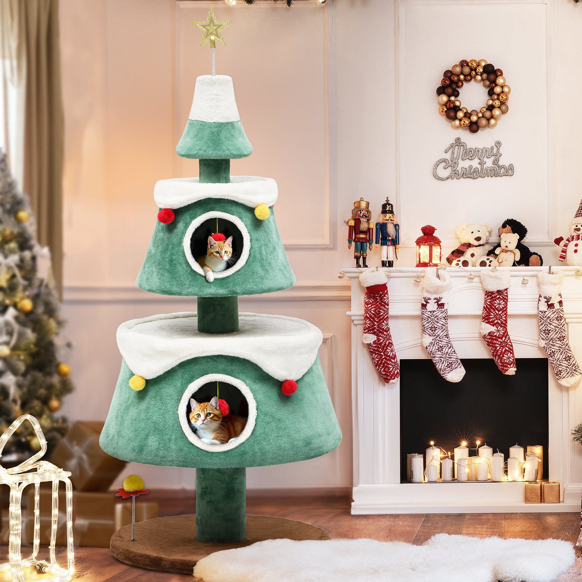 Quoyard Weihnachtsbaum mit Katzenhaus Katzenturm für Katzen im Innenbereich mit Eigentumswohnungen - Bild 15 von 28