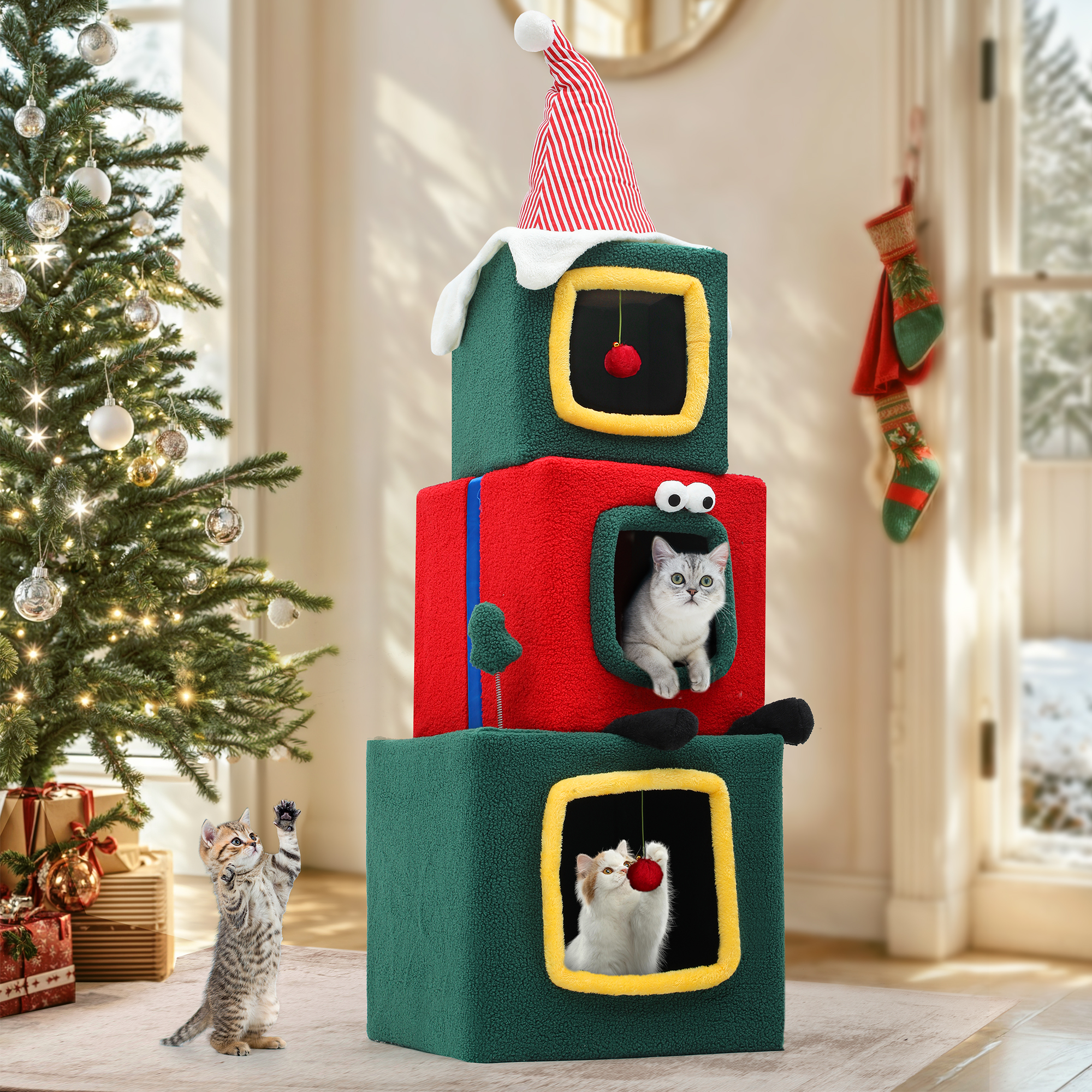 Quoyard Weihnachtsbaum mit Katzenhaus Katzenturm für Katzen im Innenbereich mit Eigentumswohnungen - Bild 22 von 28