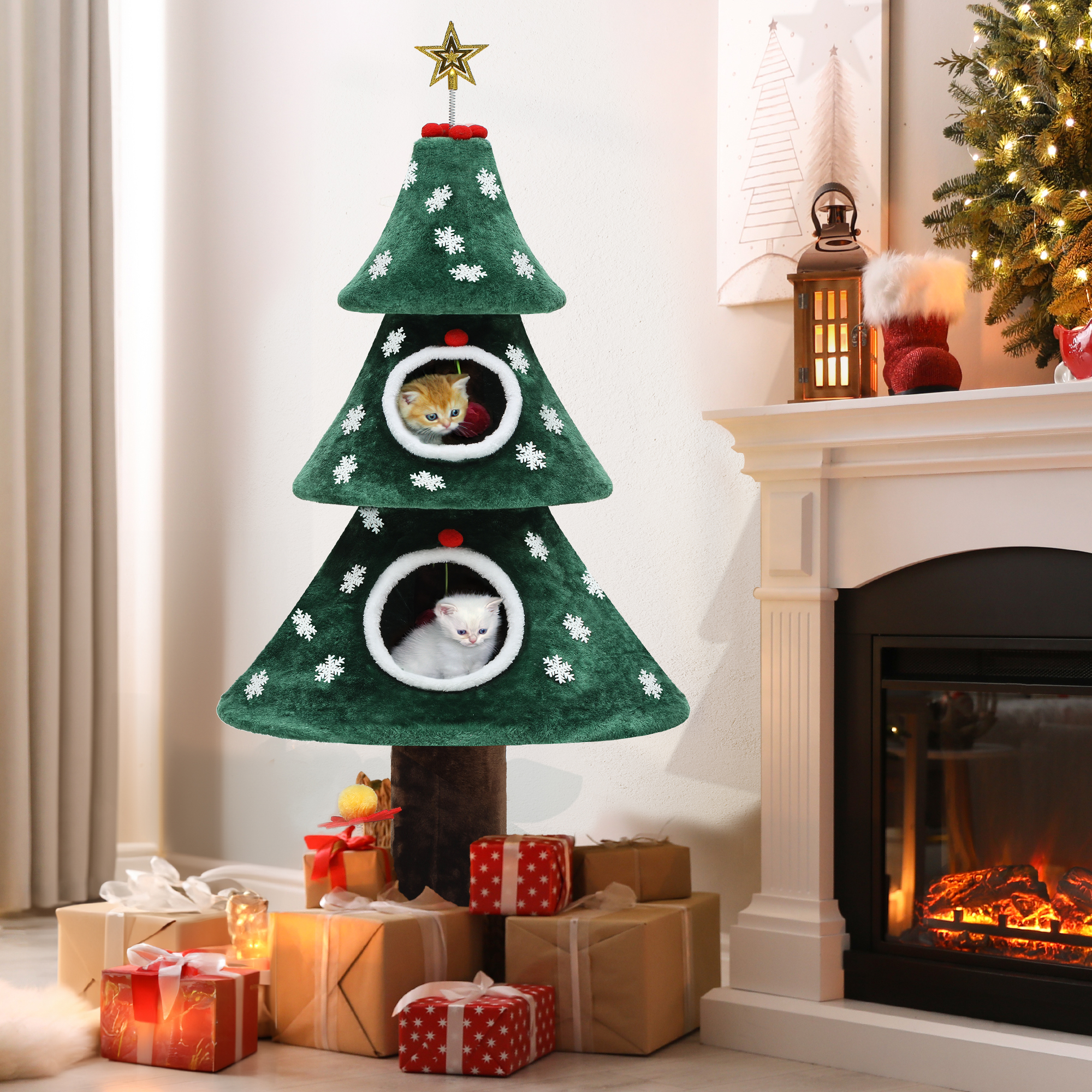 Quoyard Weihnachtsbaum mit Katzenhaus Katzenturm für Katzen im Innenbereich mit Eigentumswohnungen - Bild 12 von 28