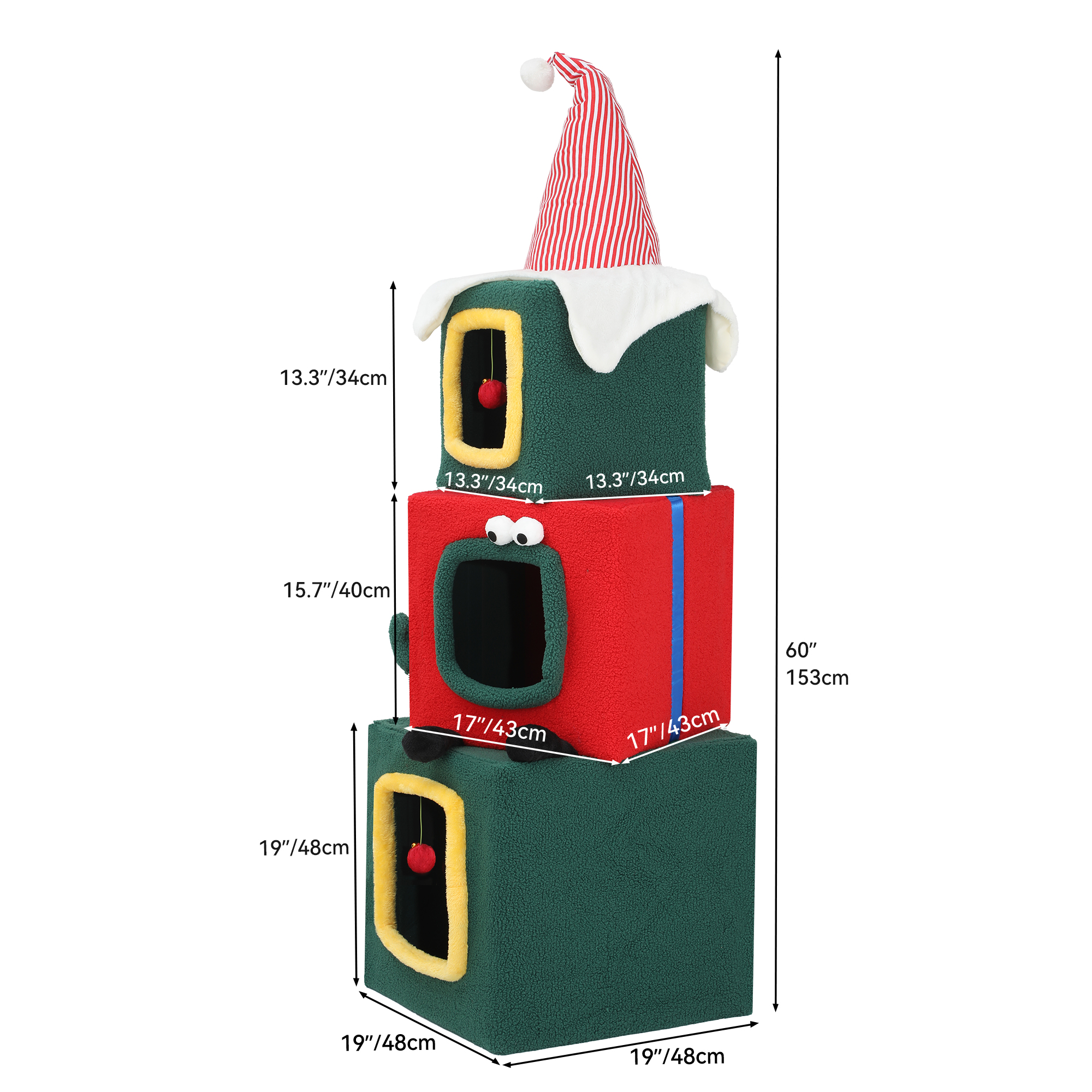 Quoyard Weihnachtsbaum mit Katzenhaus Katzenturm für Katzen im Innenbereich mit Eigentumswohnungen - Bild 23 von 28
