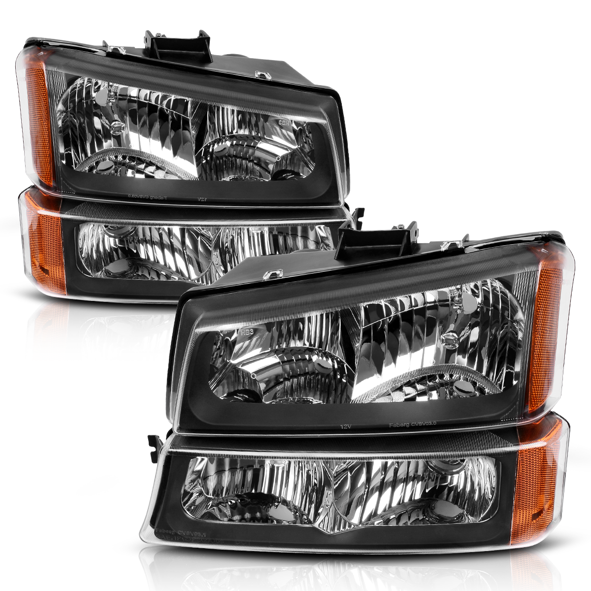 Headlights + Tail Brake Lights Set For 2003-2006 Chevy Silverado 1500 2500 3500