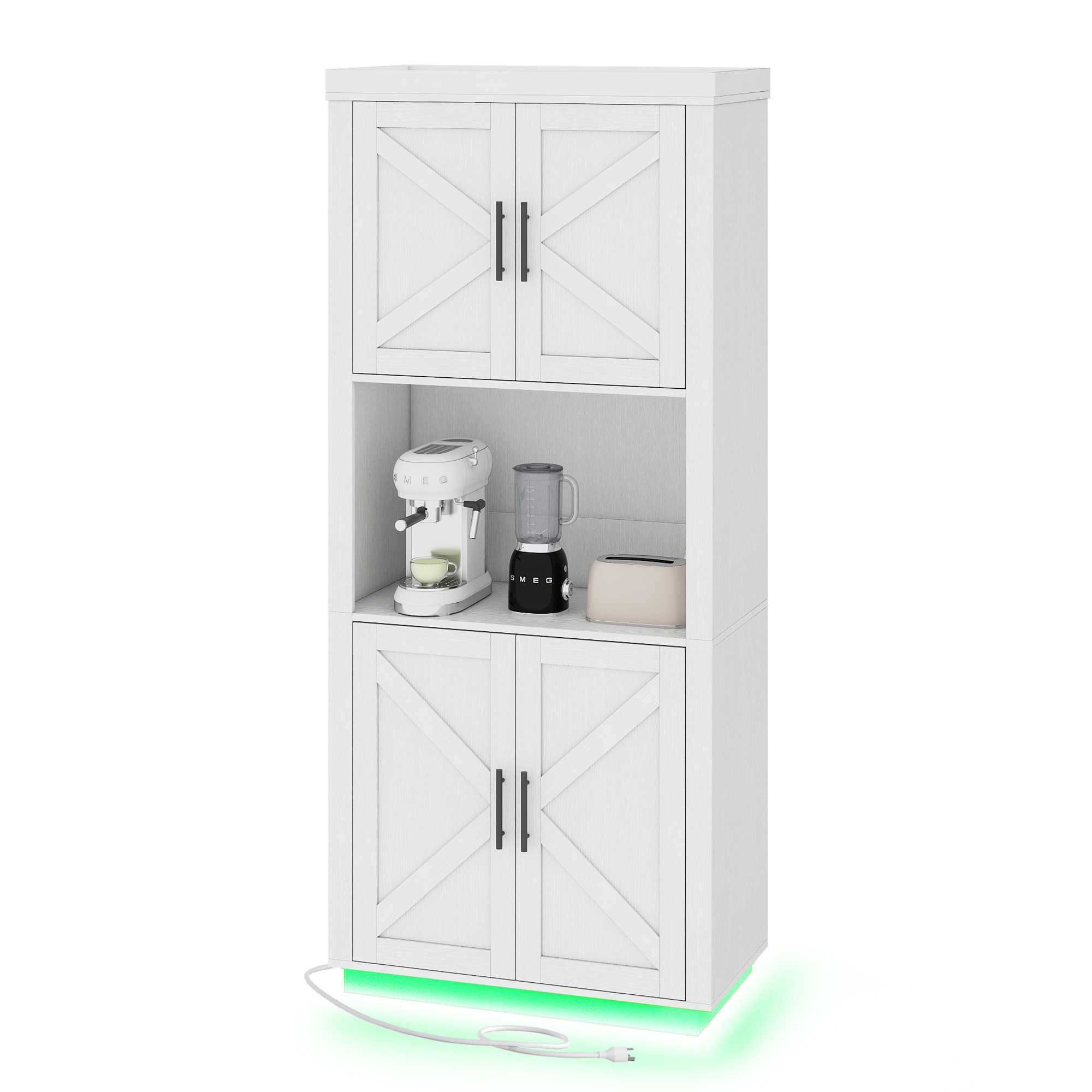 Kitchen Pantry Storage Hutch Cabinet Larder with Charging Station with Drawers - Picture 25 of 26