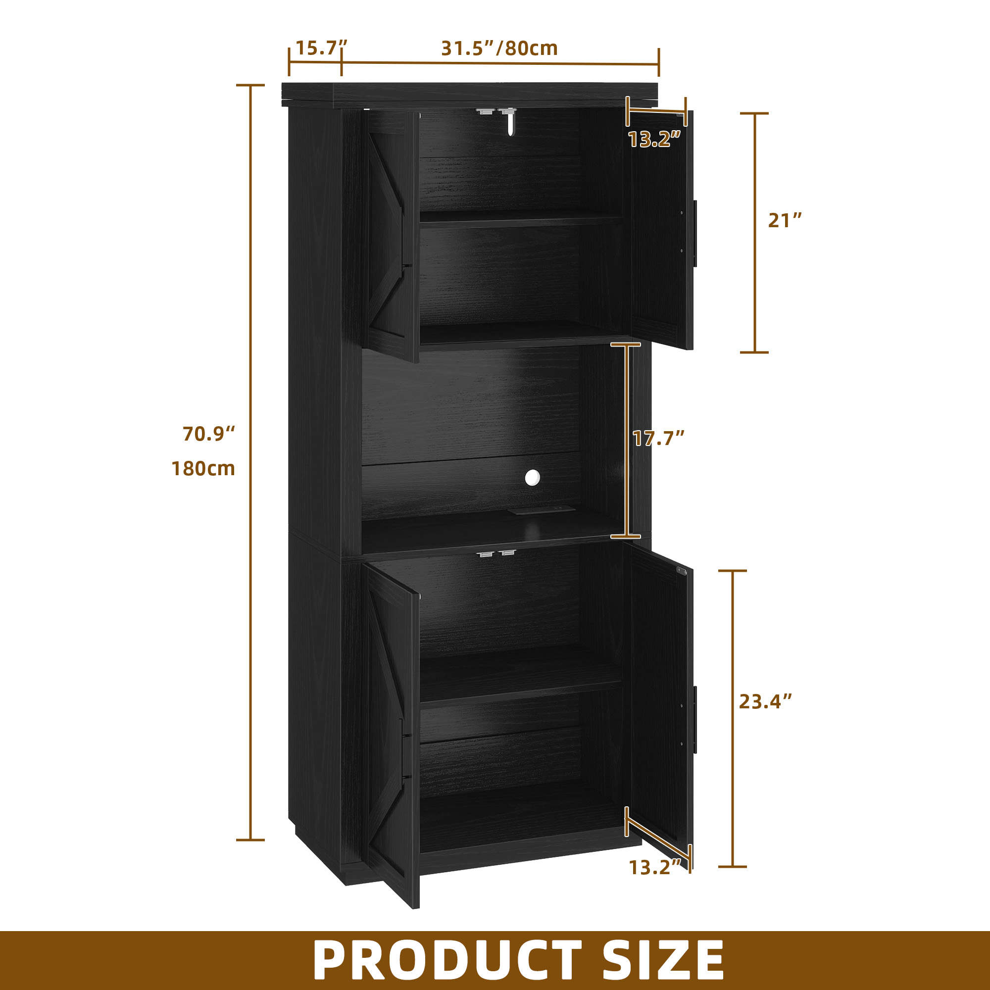Kitchen Pantry Storage Hutch Cabinet Larder with Charging Station with Drawers - Picture 24 of 26