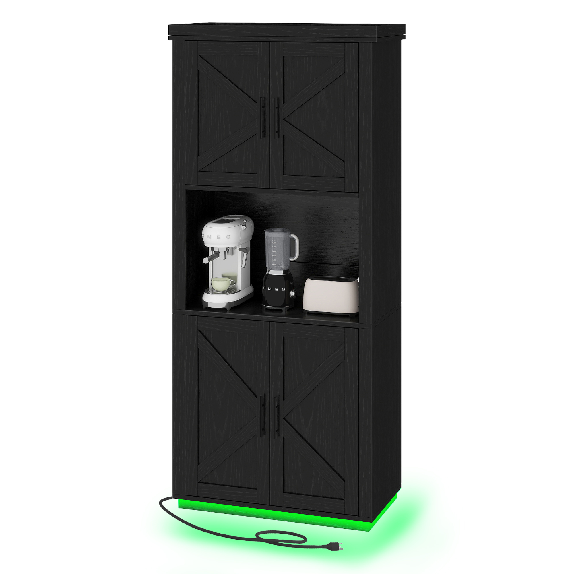 Kitchen Pantry Storage Hutch Cabinet Larder with Charging Station with Drawers - Picture 23 of 26