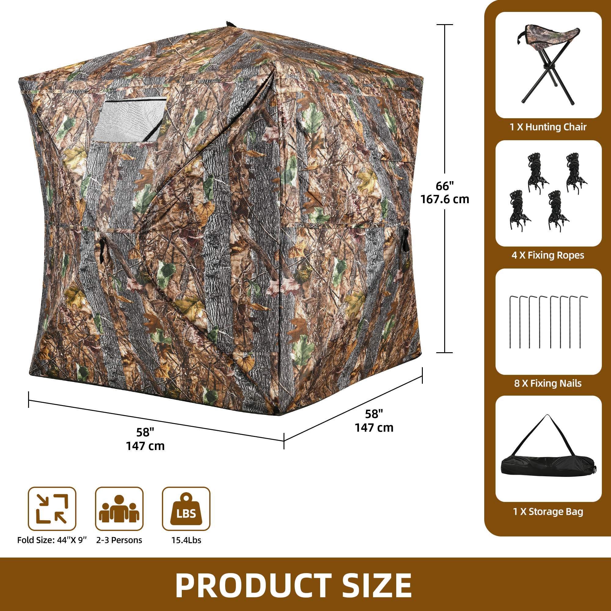 360° See Through Ground Blind for Deer Hunting Blind 2-3&3-4 Person Hunting Deer - Picture 11 of 12