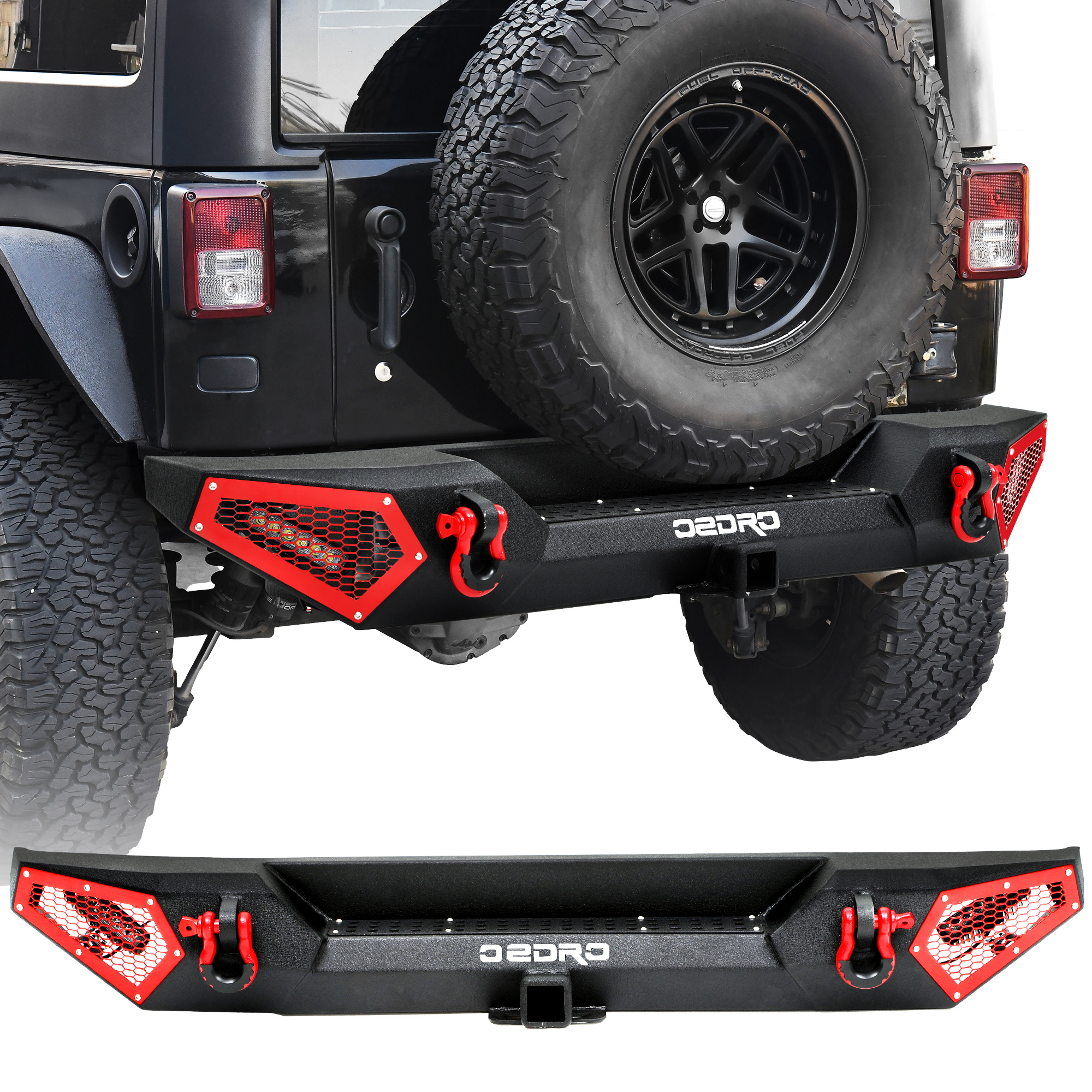 OEDRO Front or Rear Bumper w/ LED Lights for 2018-2025 Jeep WranglerJK JL & JLU