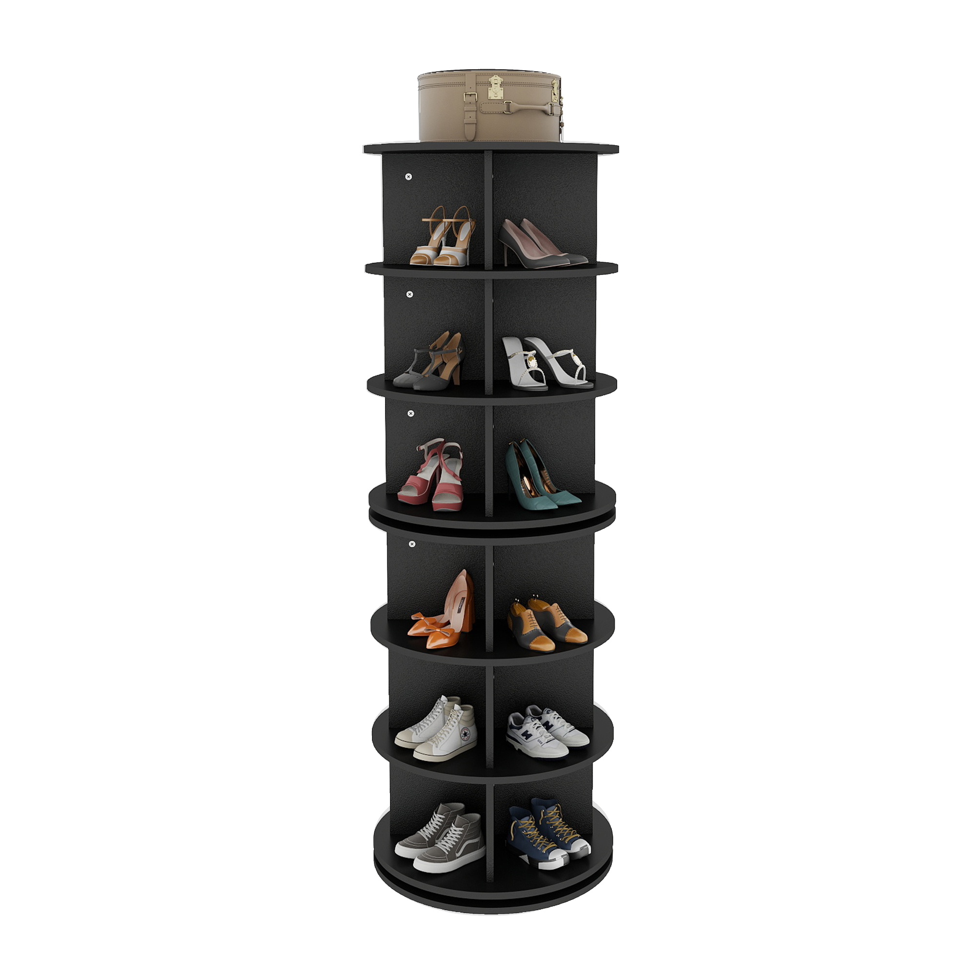 6 Tier Round 360° Rotating Shoe Rack Tower Bag Display Organizer for Entryway - Picture 12 of 12