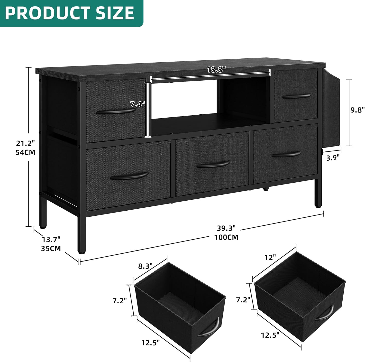 LED TV Stand Cabinet Unit Entertainment Center with 5 Drawers for Living Room