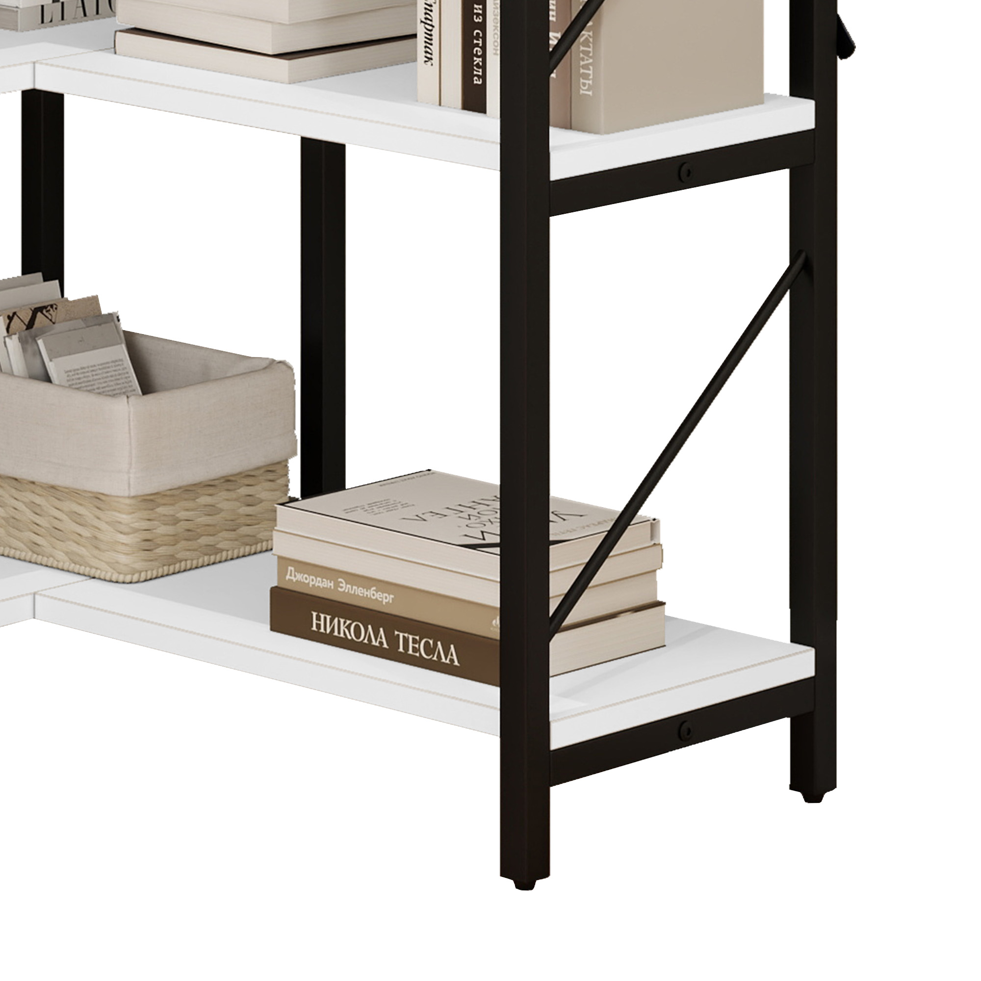 Corner Bookshelf 5-Tier L-Shaped Bookcase Storage Organizer Open Display Rack - Picture 43 of 51