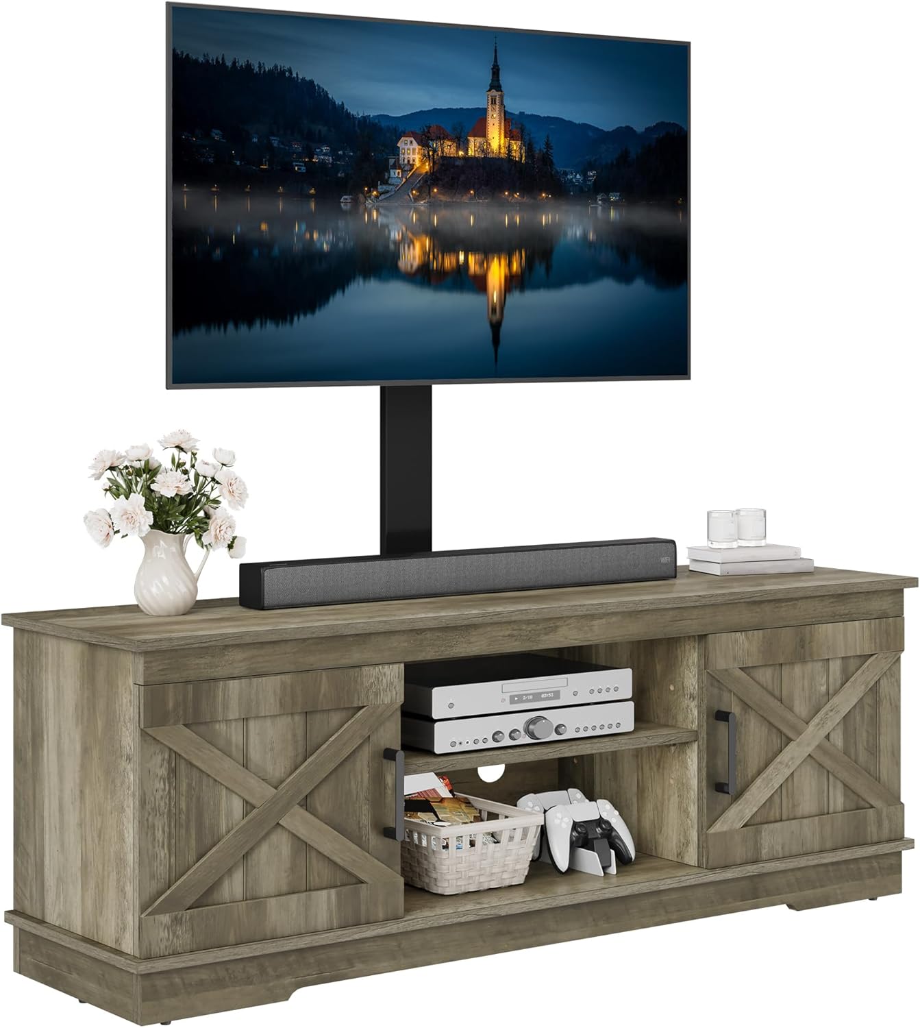 59in TV Stand with Mount for 70 inch TVs Media Console with Adjustable Shelves - Picture 28 of 28