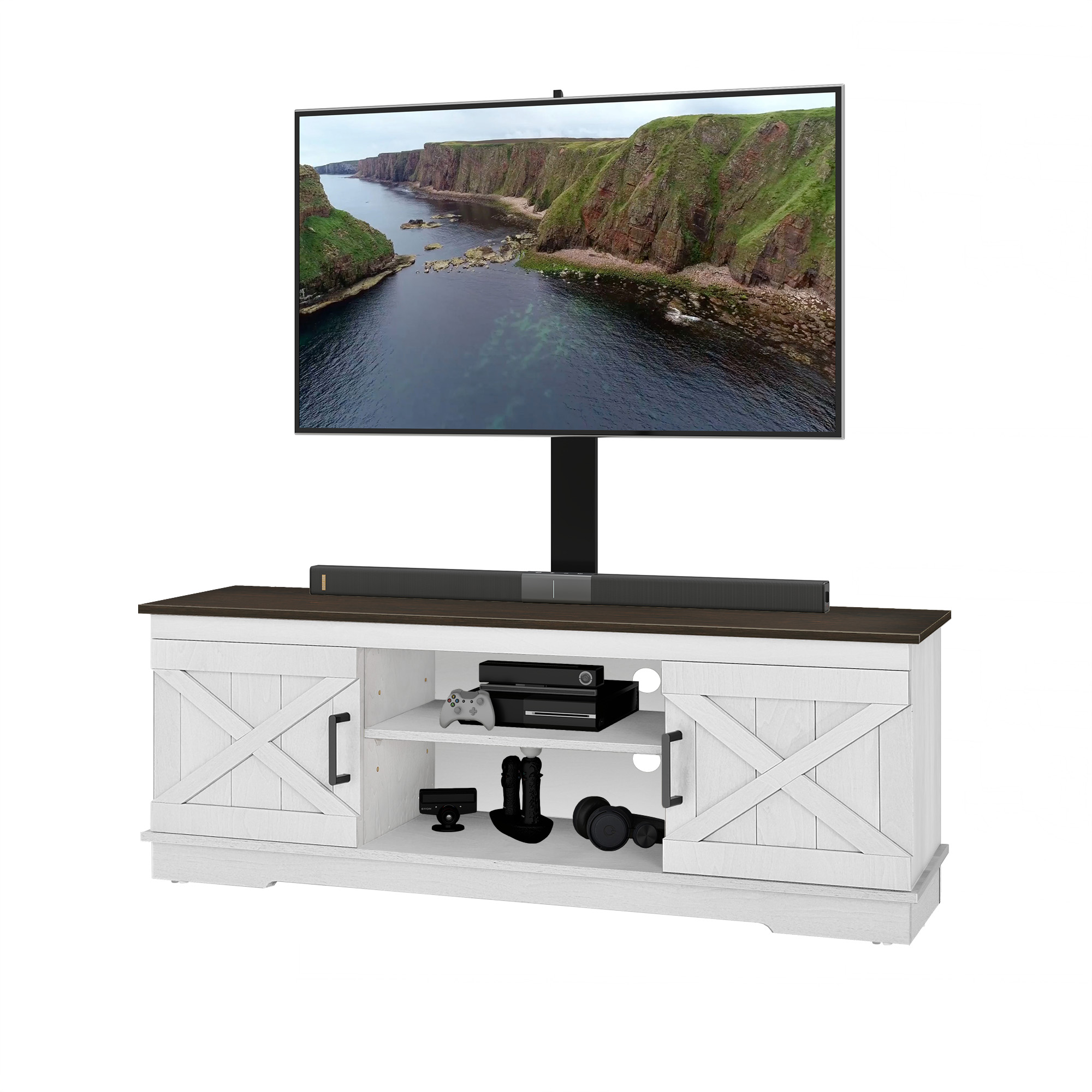 59in TV Stand with Mount for 70 inch TVs Media Console with Adjustable Shelves - Picture 25 of 28