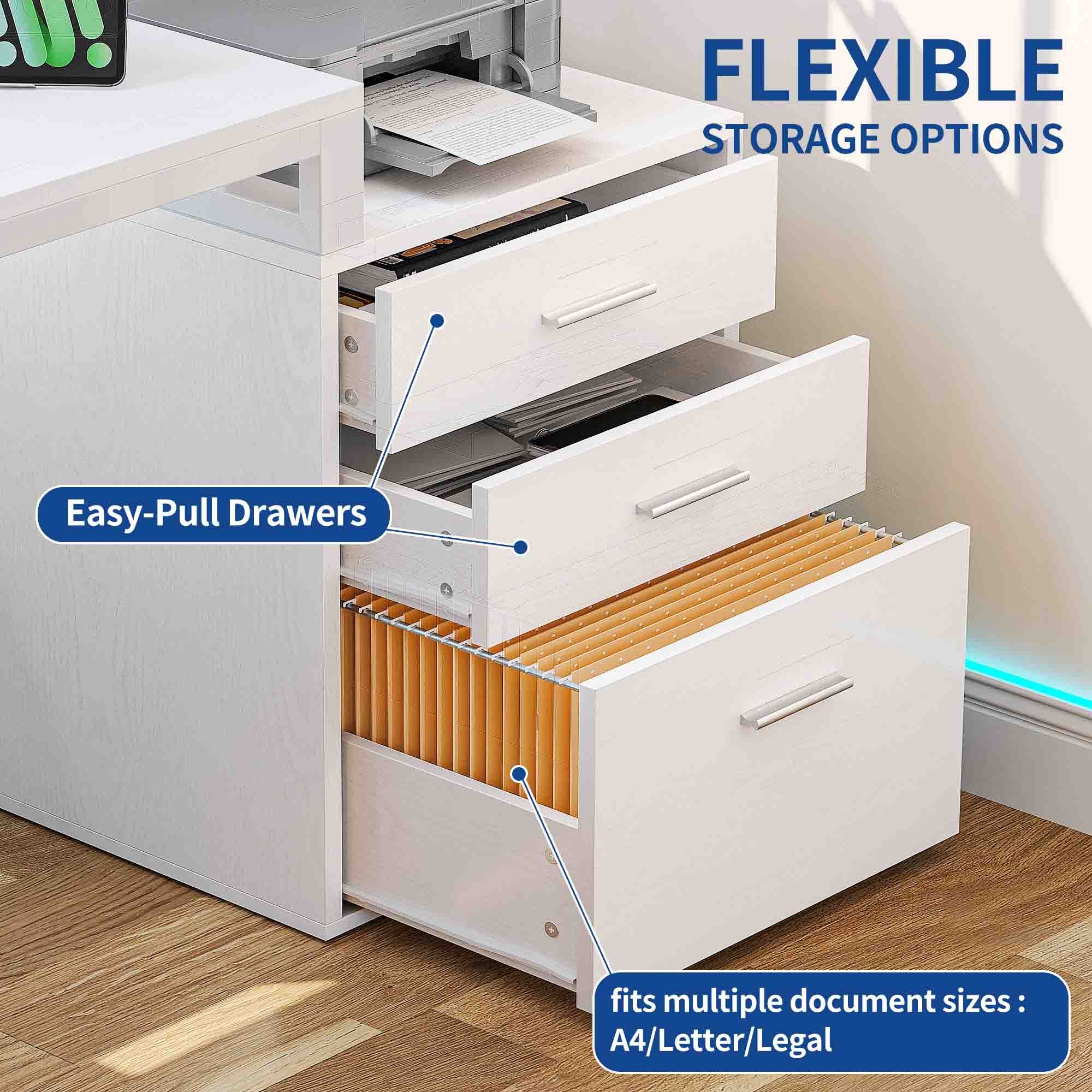 White 65 inch L Shaped Desk Corner Desk Home Office Desk with