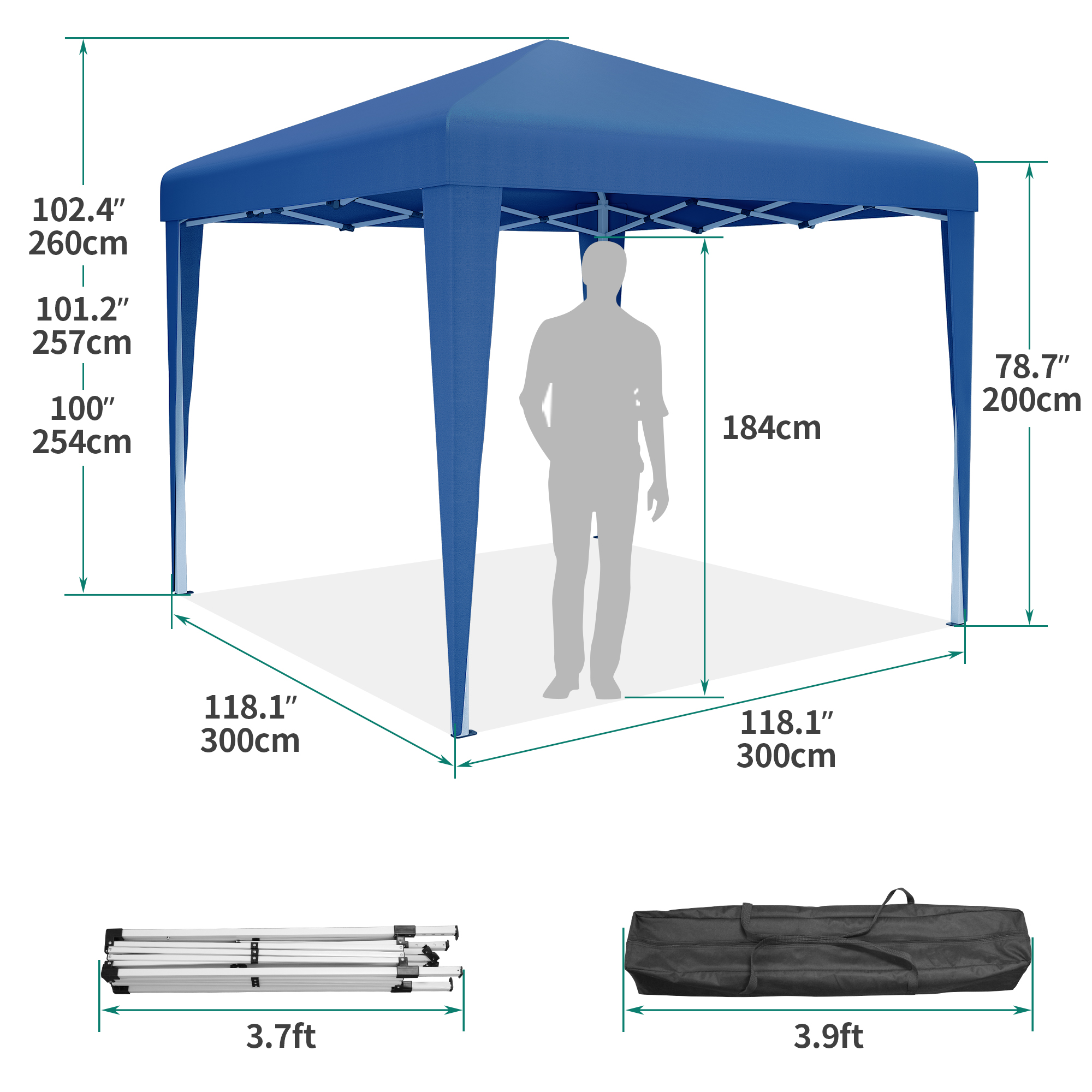 3x3 Pop Up Gazebo Canopy Marquee Folding Garden Party Tent Outdoor Commercial