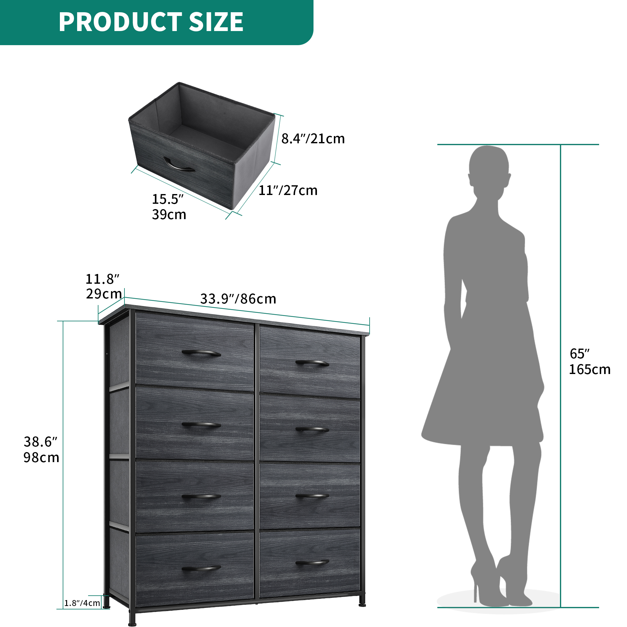 5/8 Fabric Drawer Bedroom Storage Unit Chest of Drawers Living Room Organizer