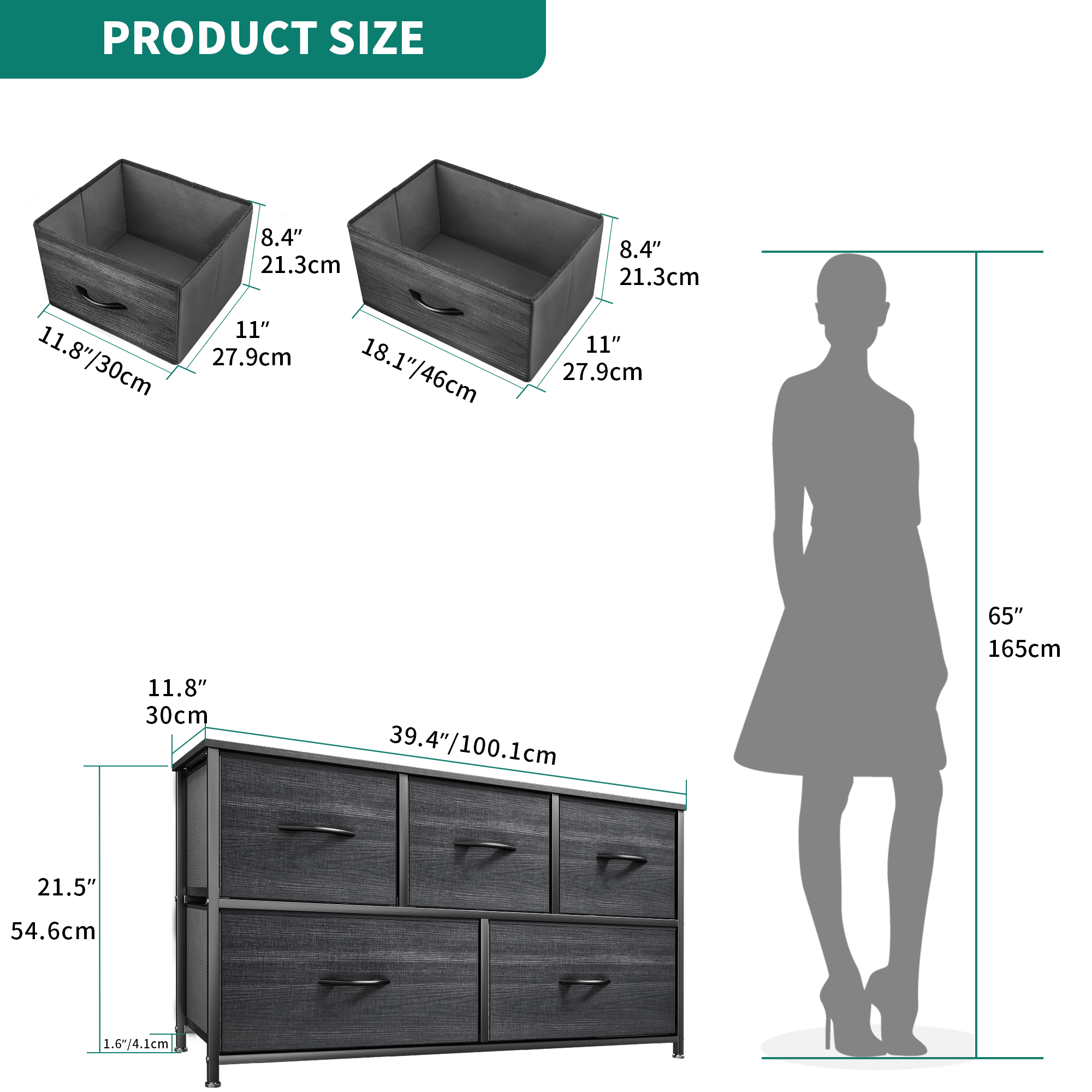 5/8 Fabric Drawer Bedroom Storage Unit Chest of Drawers Living Room Organizer