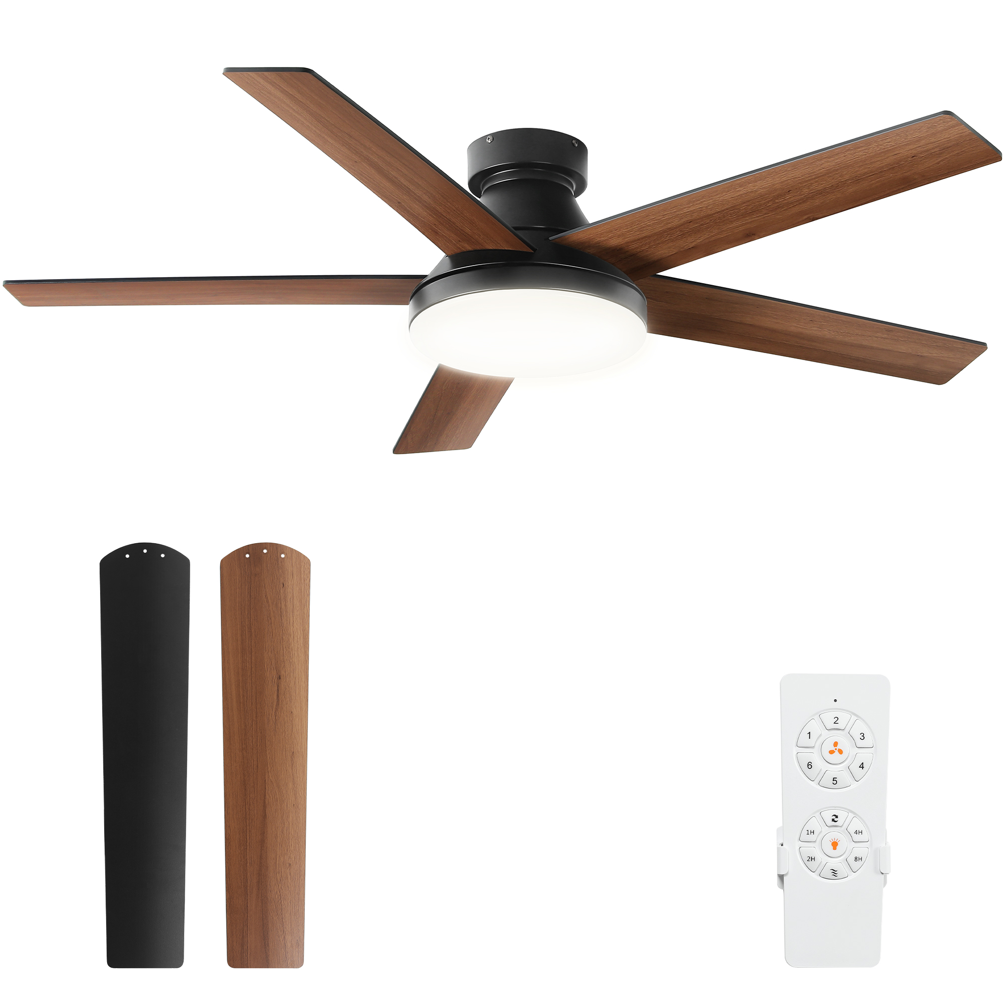 52" Ceiling Fan 5 Reversible Dual Finish Blades w/Quiet DC Motor for Living Room - Picture 14 of 14
