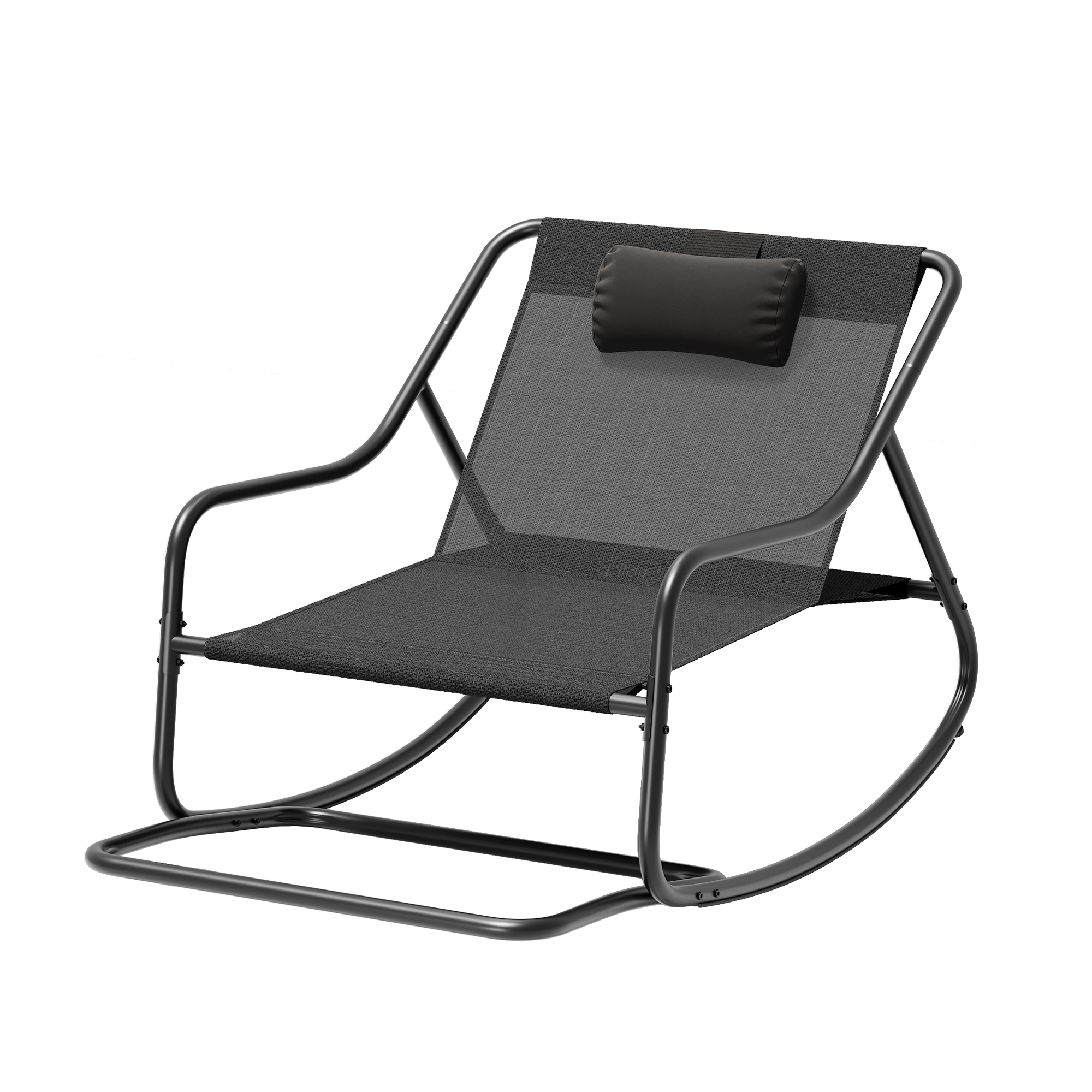 Versatile Patio Oversized Rocking Chair Textilene Lounge Metal Handrail Footrest - Picture 21 of 22