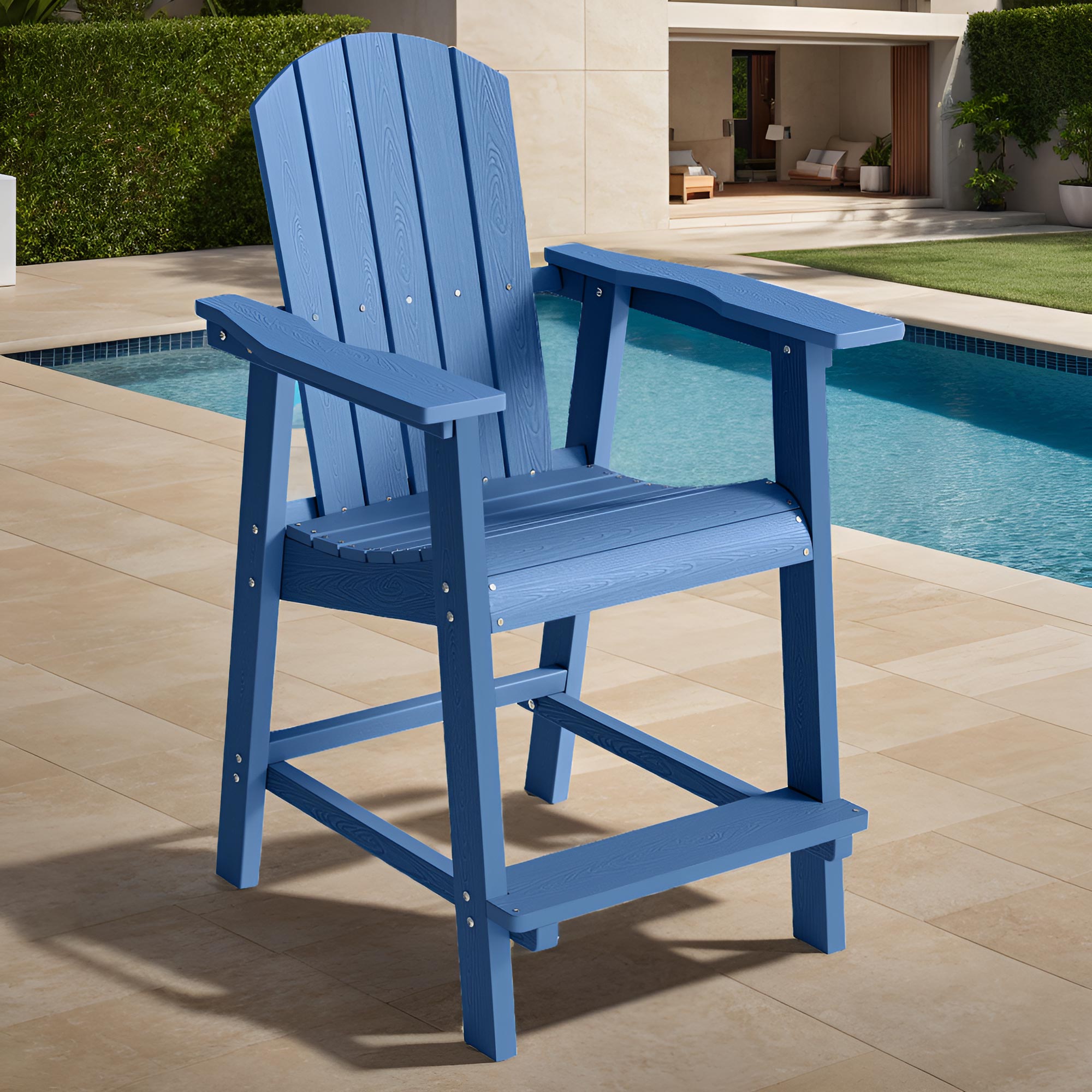 25 Inch Adirondack Chair Poly Bar Height Balcony Chair Weather Resistant Outdoor - Picture 27 of 27
